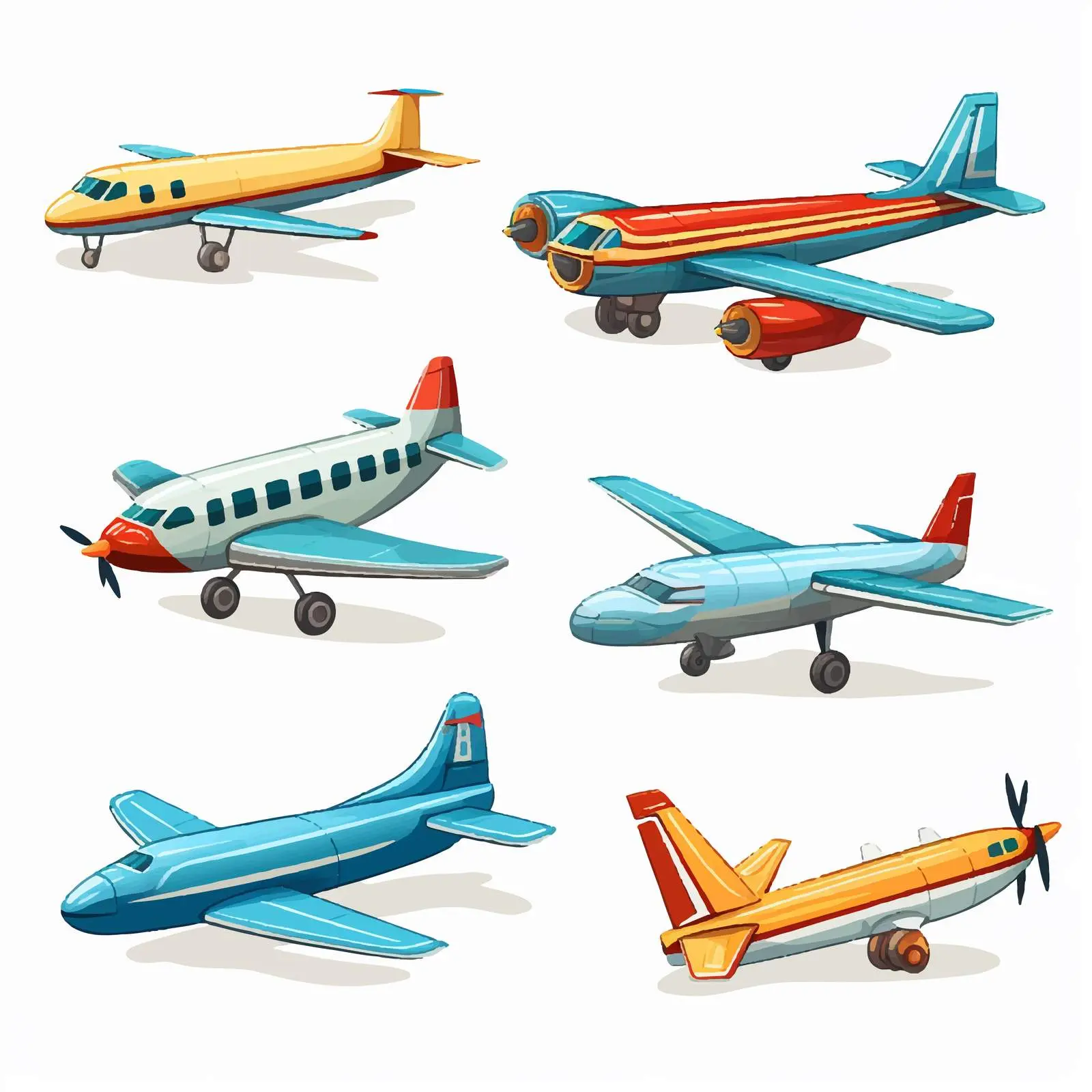 Diverse Airplanes Vector Illustration on White Background — free download from Dotvec