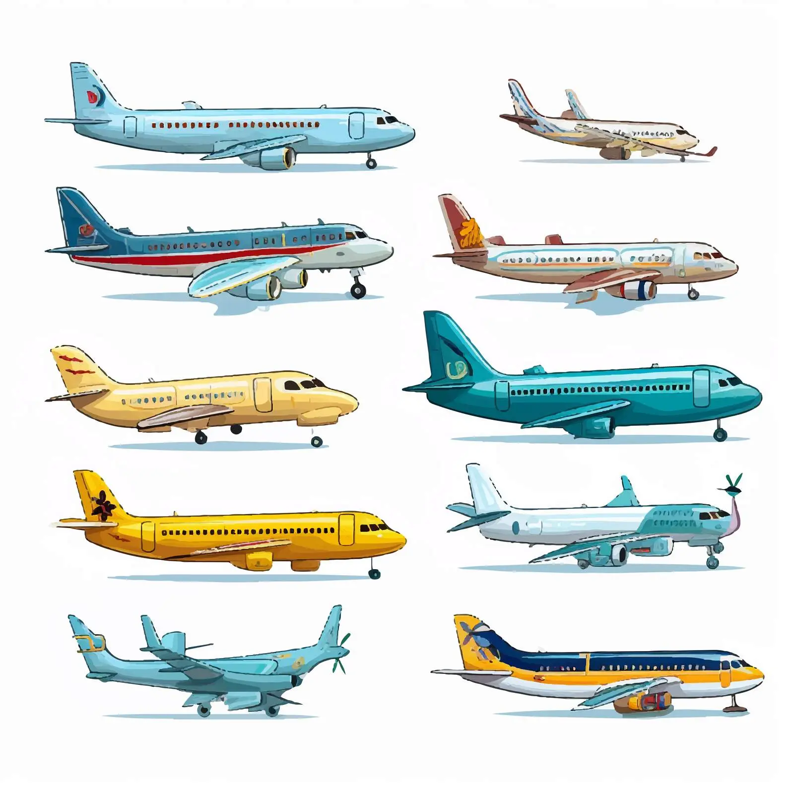 Various Airplane Illustrations on White Background — free download from Dotvec