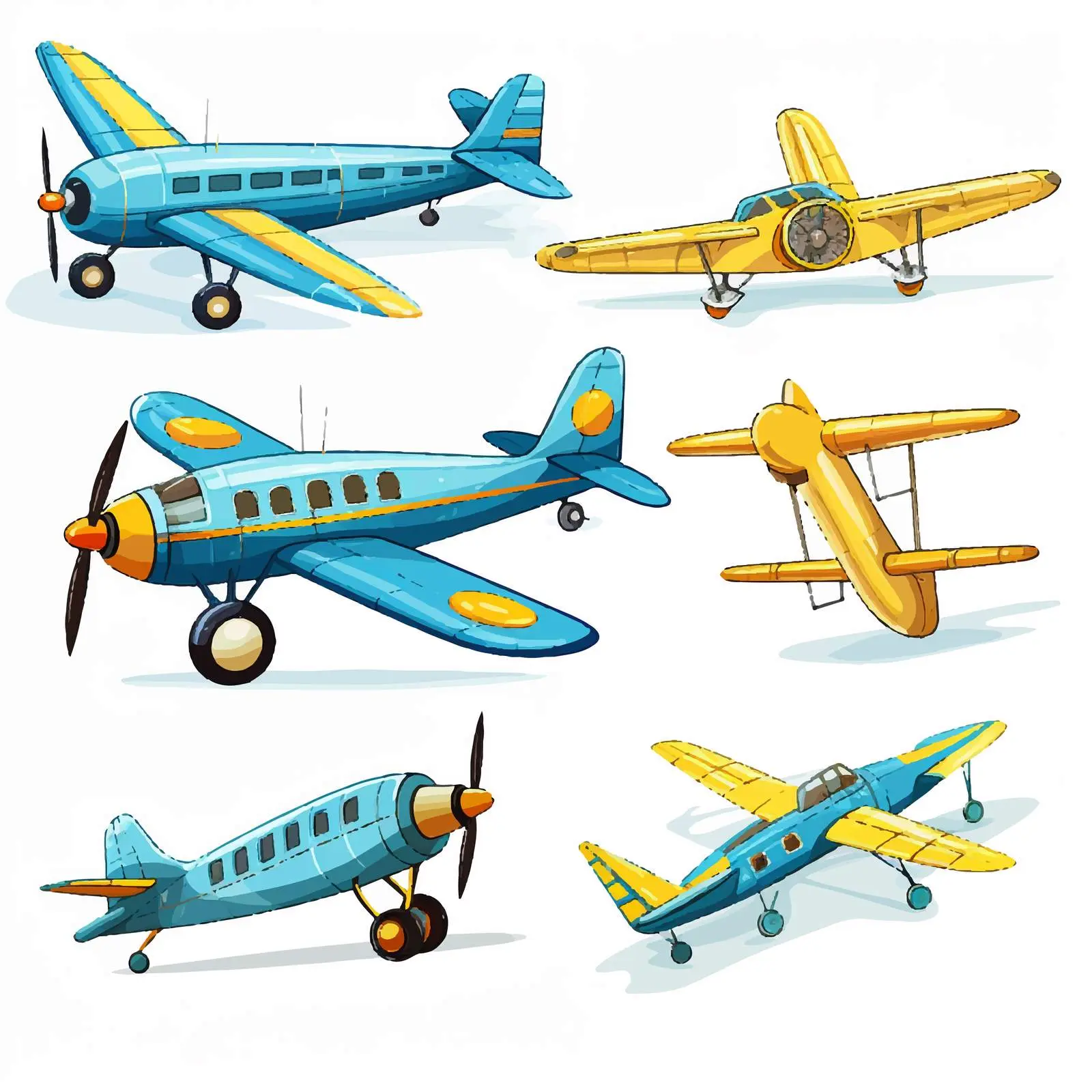 Variety of Airplanes Illustration on White Background — free download from Dotvec