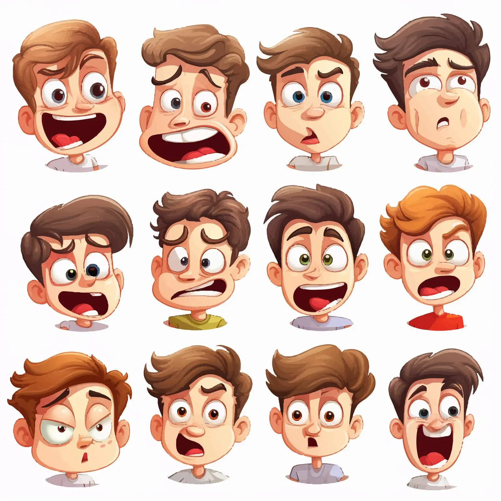 Facial Expression Vector Illustrations on White Background — free download from Dotvec