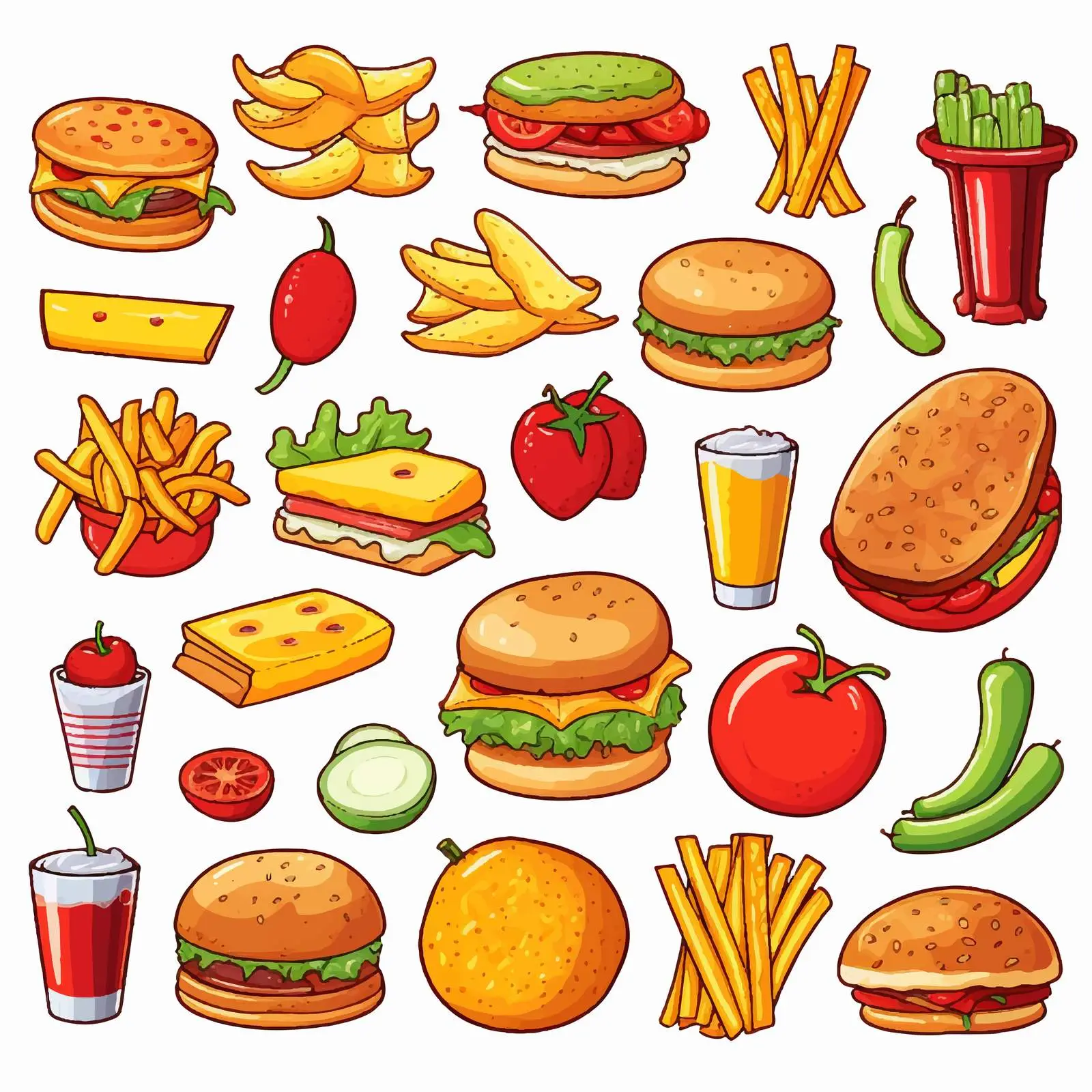 Variety of Food Items on White Background – free food display image from Dotvec