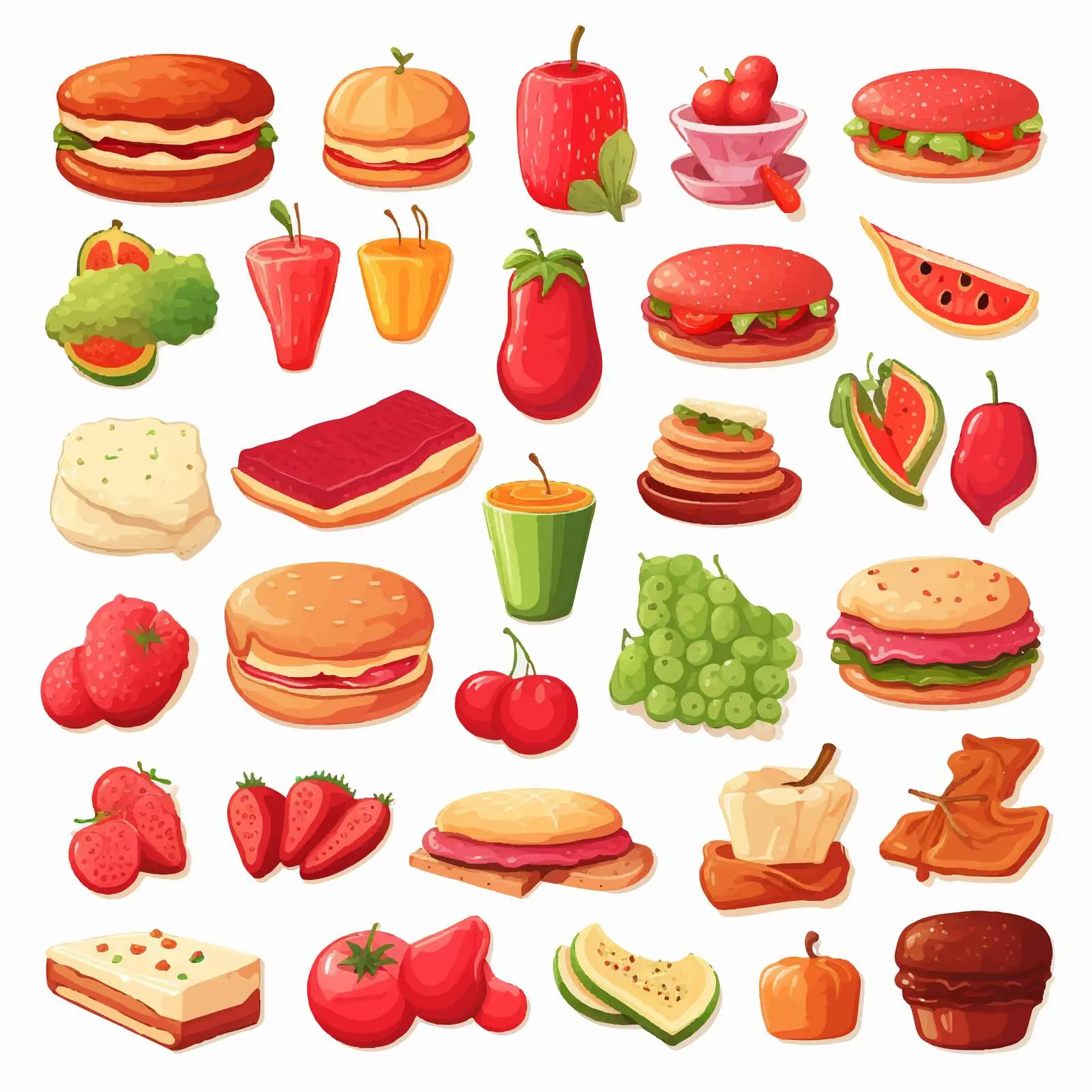 Illustration of Various Food Items on White Background — free download from Dotvec