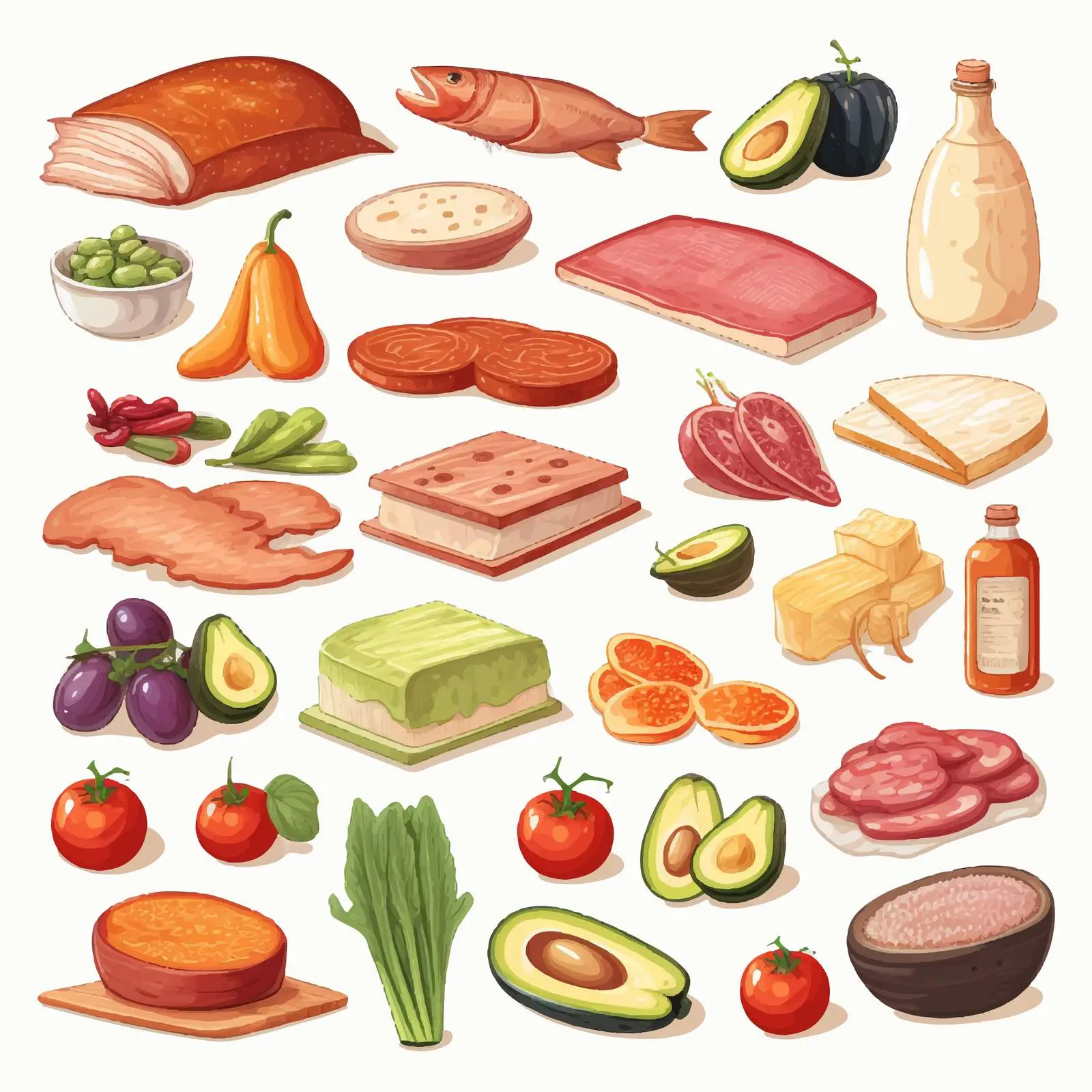 Colorful Food Illustration on White Background – free dessert graphic image from Dotvec