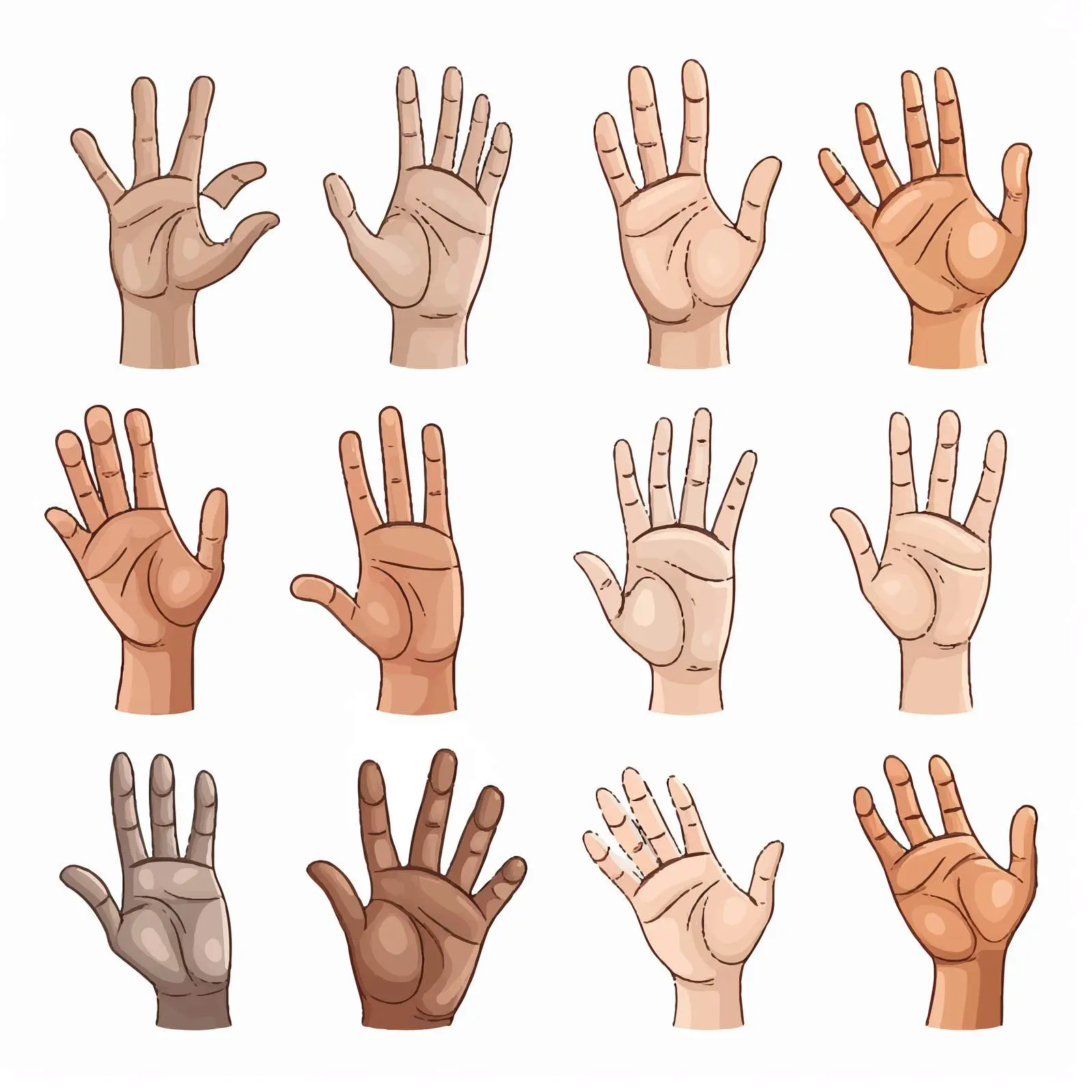 Various Hands Illustration on White Background — free download from Dotvec