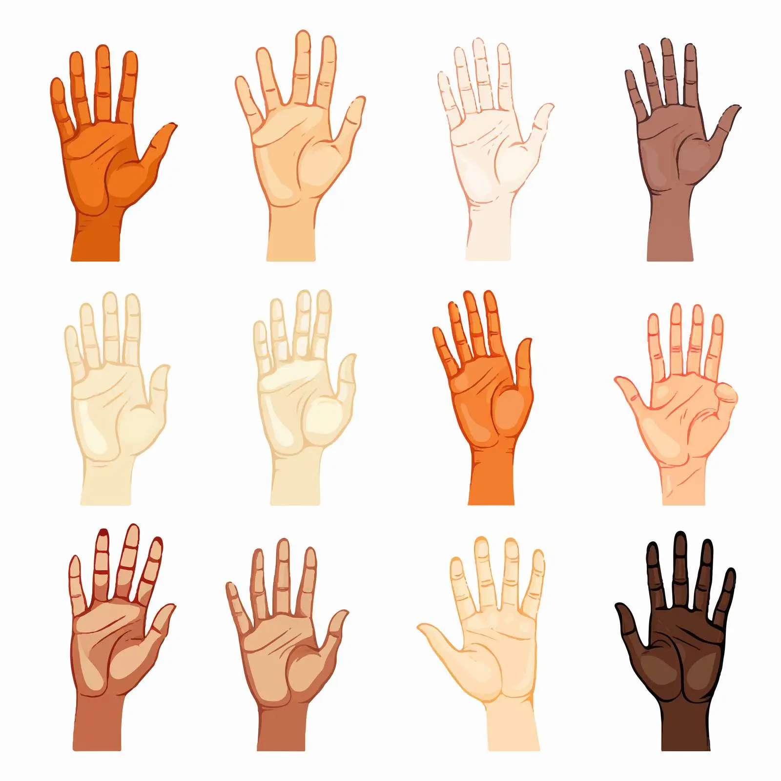 Various Hands Illustration on White Background — free download from Dotvec