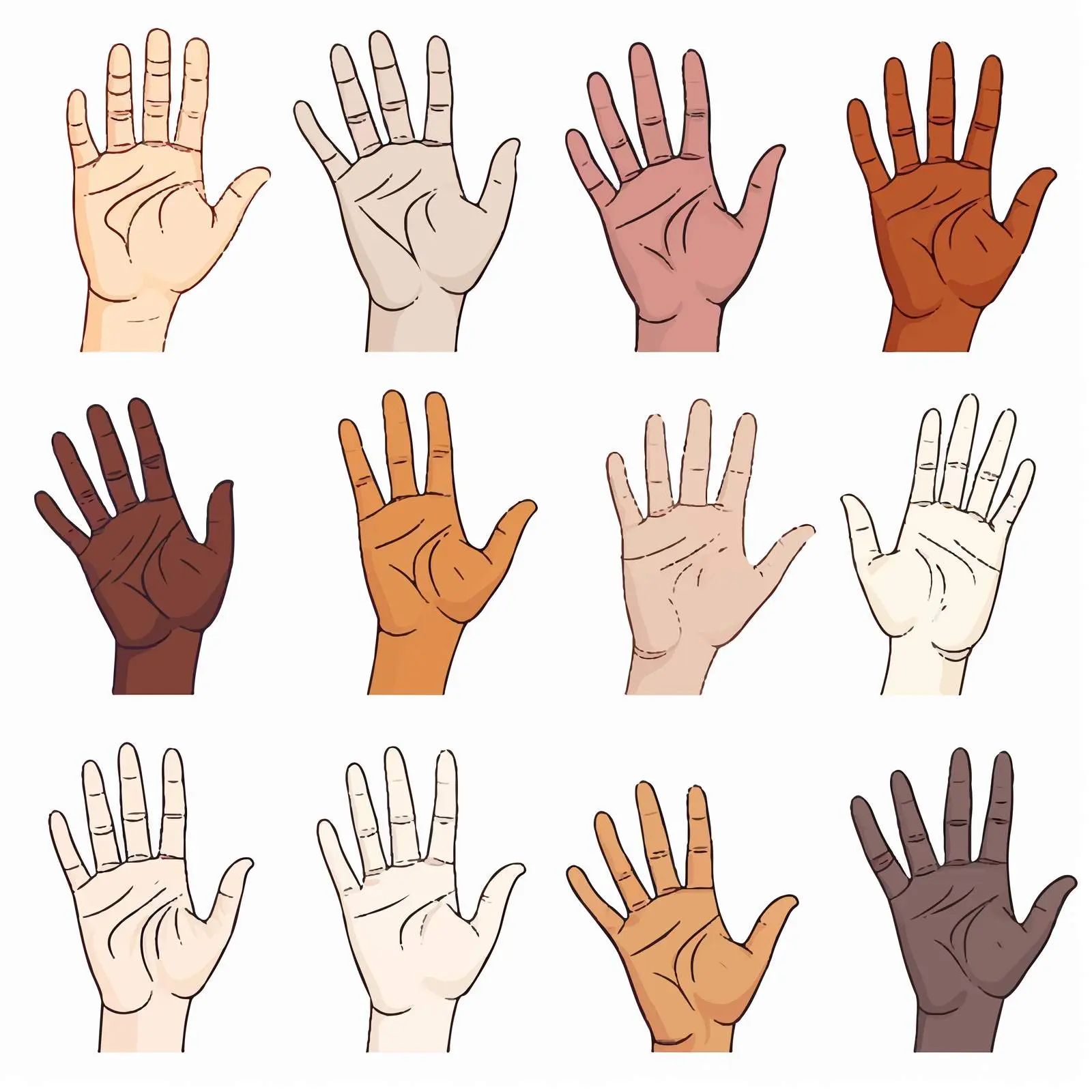 Diverse Hands Illustration on White Background — free download from Dotvec