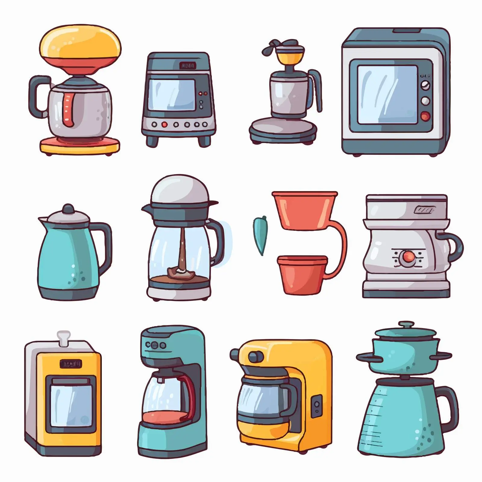 Various Kitchen Appliances Vector Illustration – free creative kitchen image from Dotvec