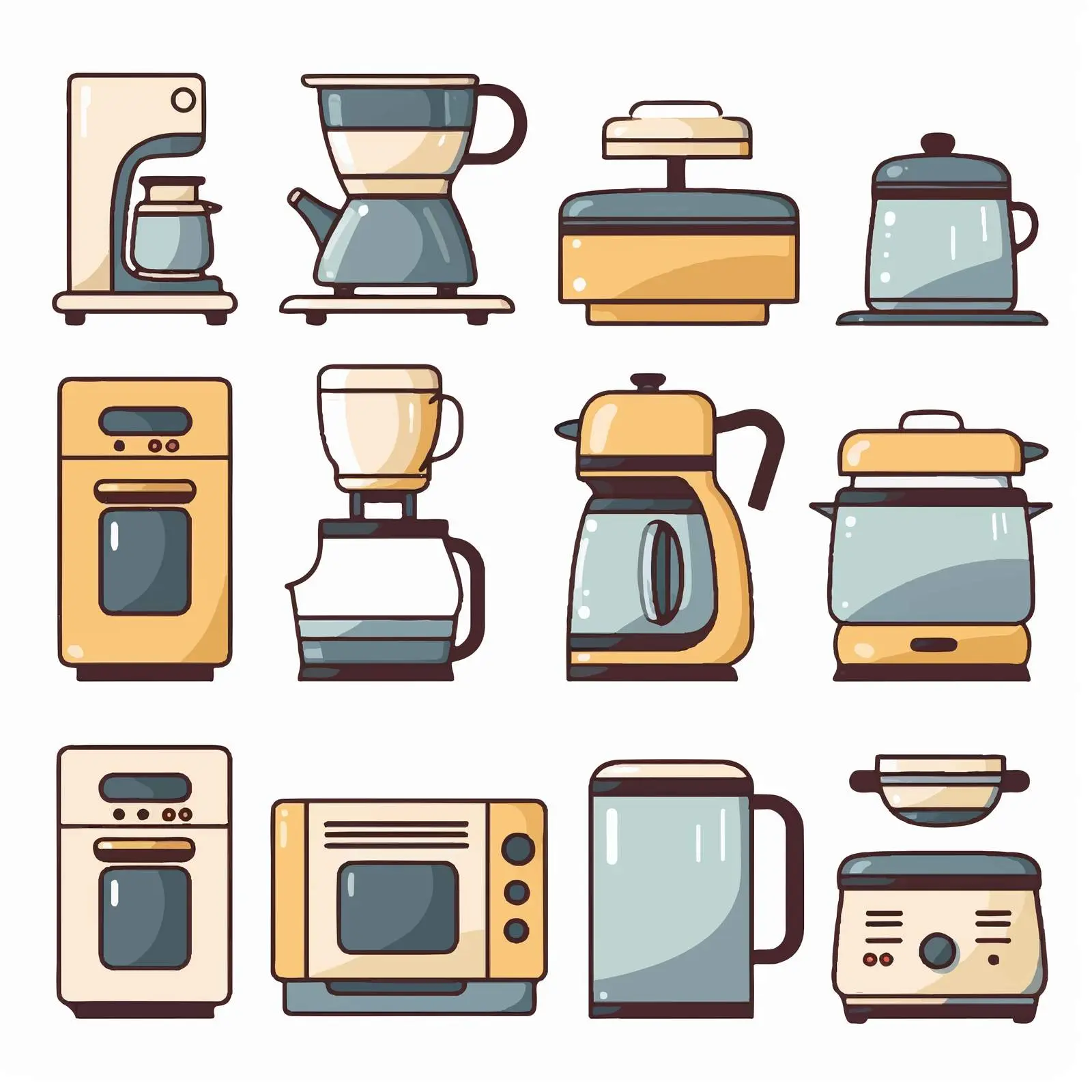 Diverse Kitchen Appliances Vector Illustration — free download from Dotvec