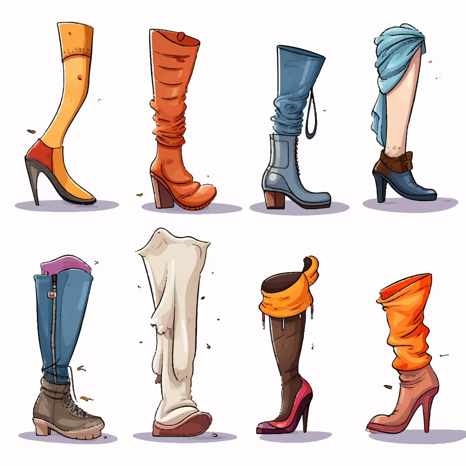 Various Cartoon Legs with Shoes Illustration — free download from Dotvec