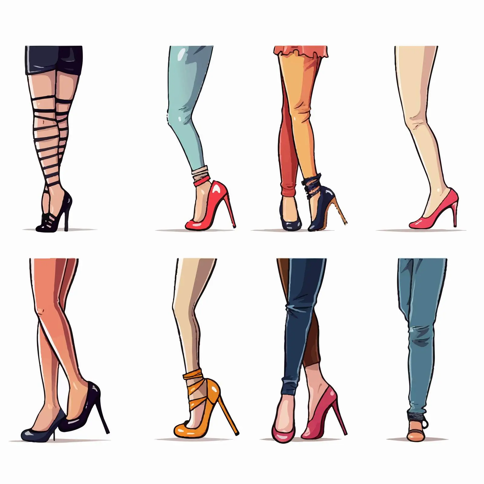 Cartoon Vector of Legs in Various Shoes — free download from Dotvec