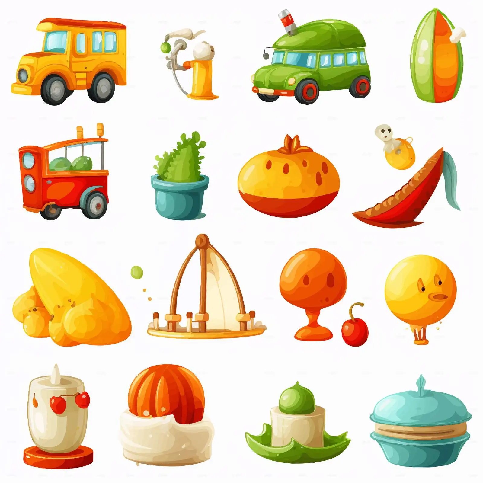 Diverse Objects Illustration on White Background — free download from Dotvec