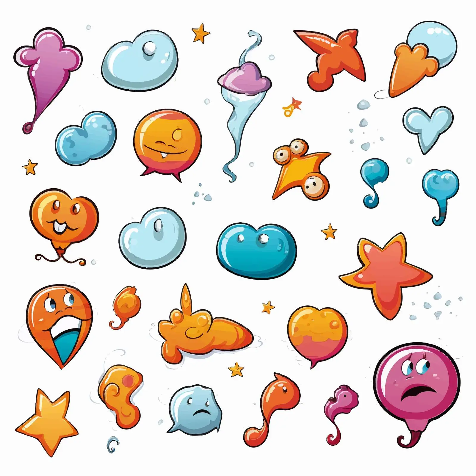 Various Callout Shapes on White Background – free speech bubbles image from Dotvec