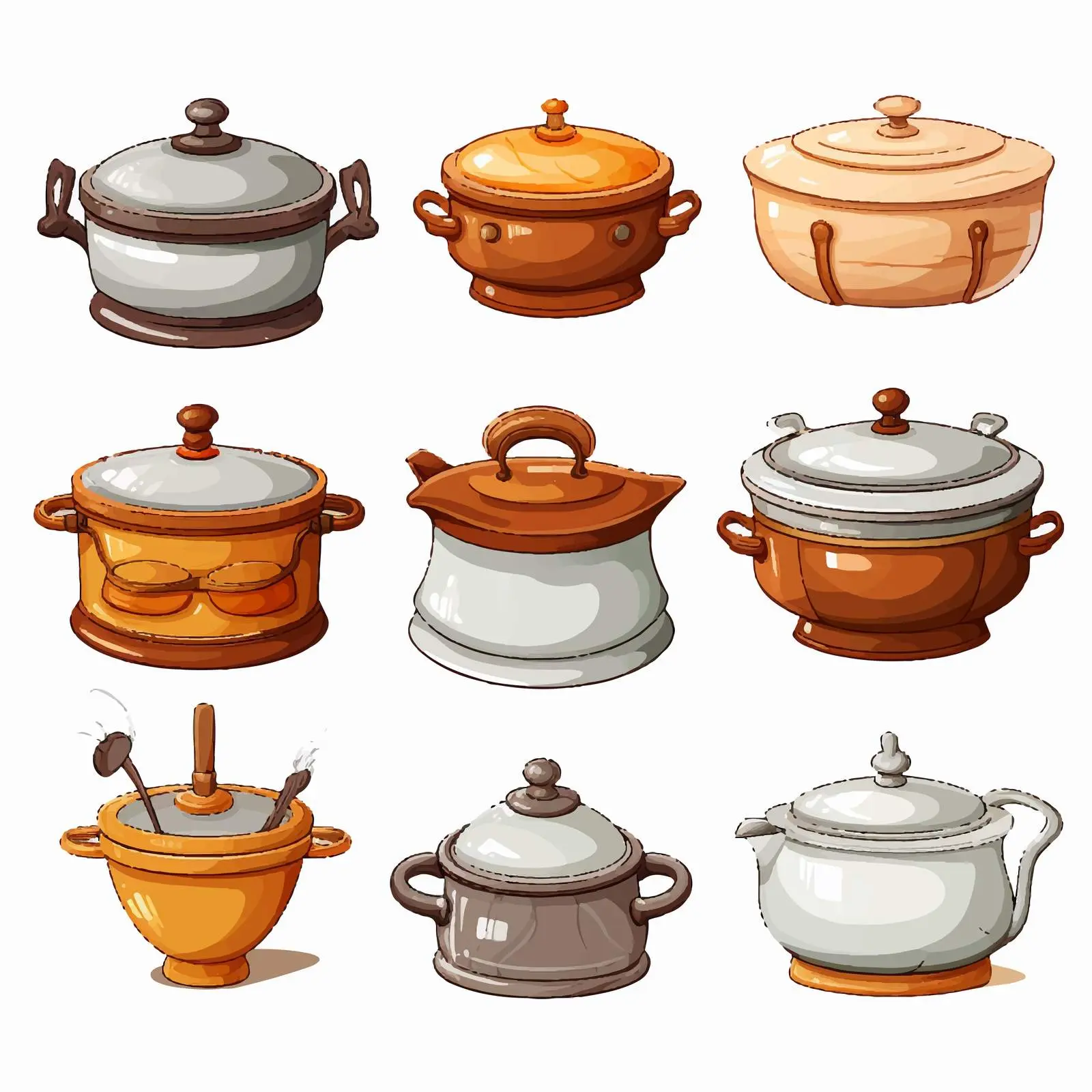 Colorful Cartoon Food Tiffins on White Background — free download from Dotvec