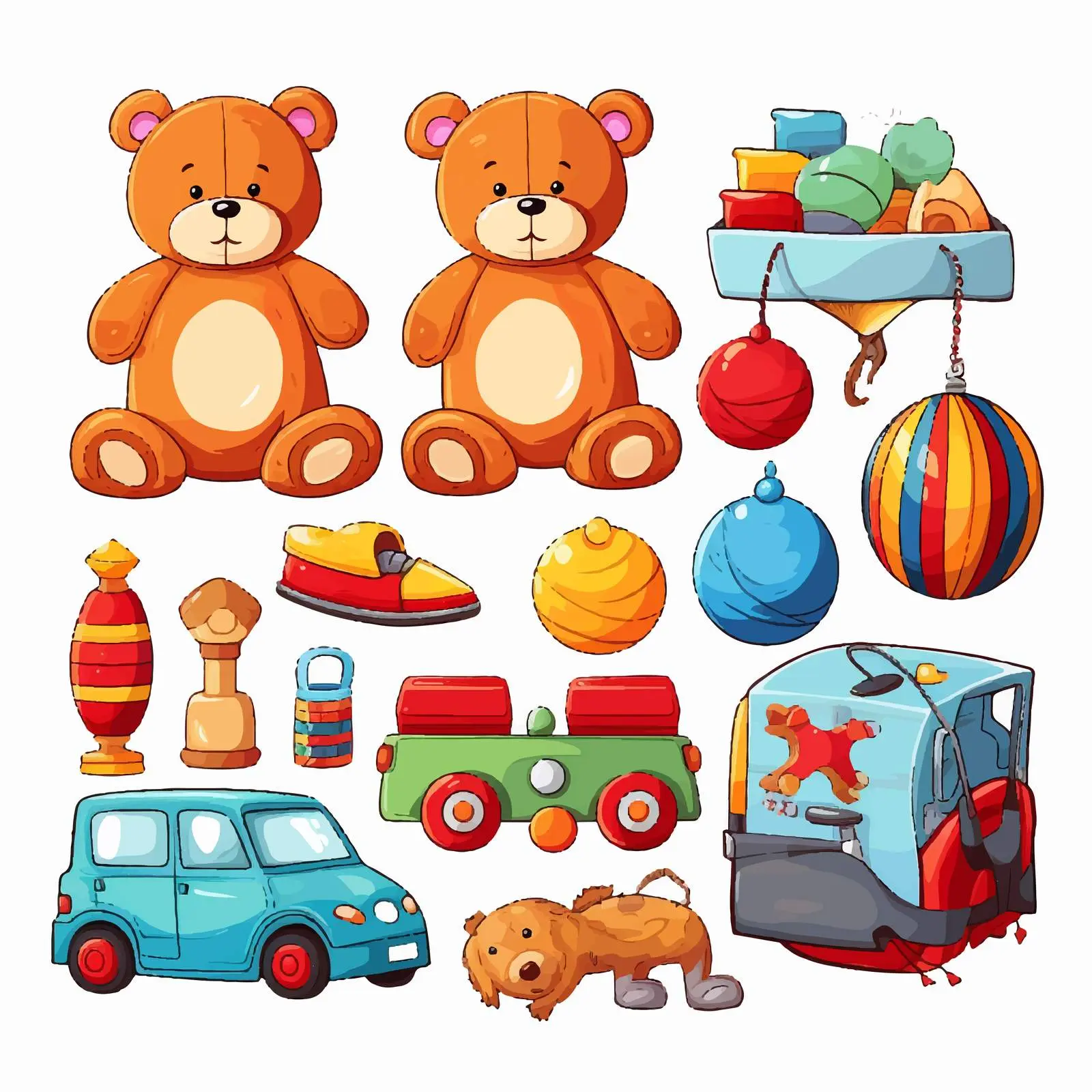 Colorful Toy Collection on White Background — free download from Dotvec