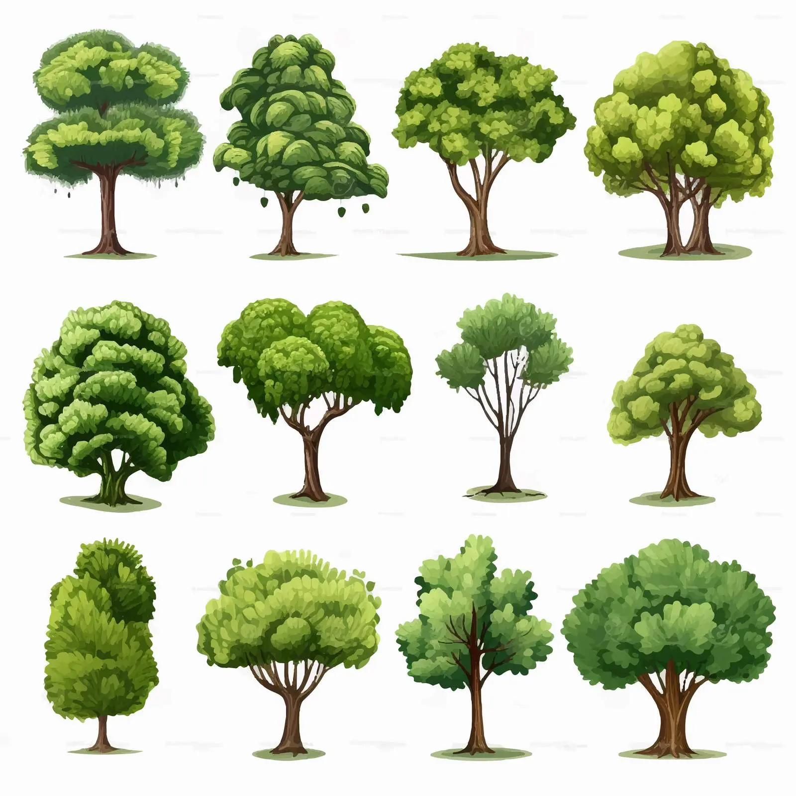 Various Trees Illustration on White Background — free download from Dotvec
