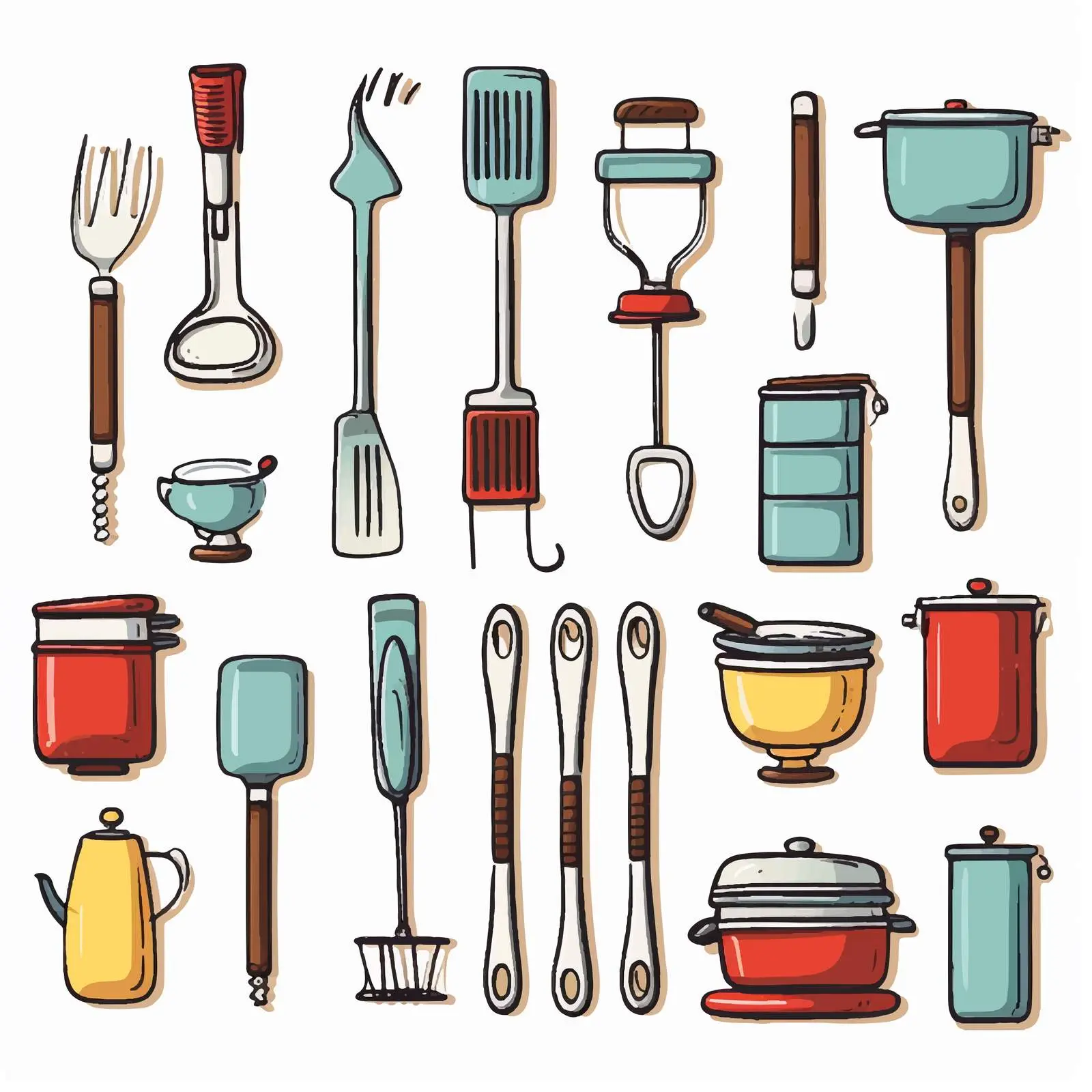 Variety of Kitchen Utensils on White Background – free baking tools image from Dotvec