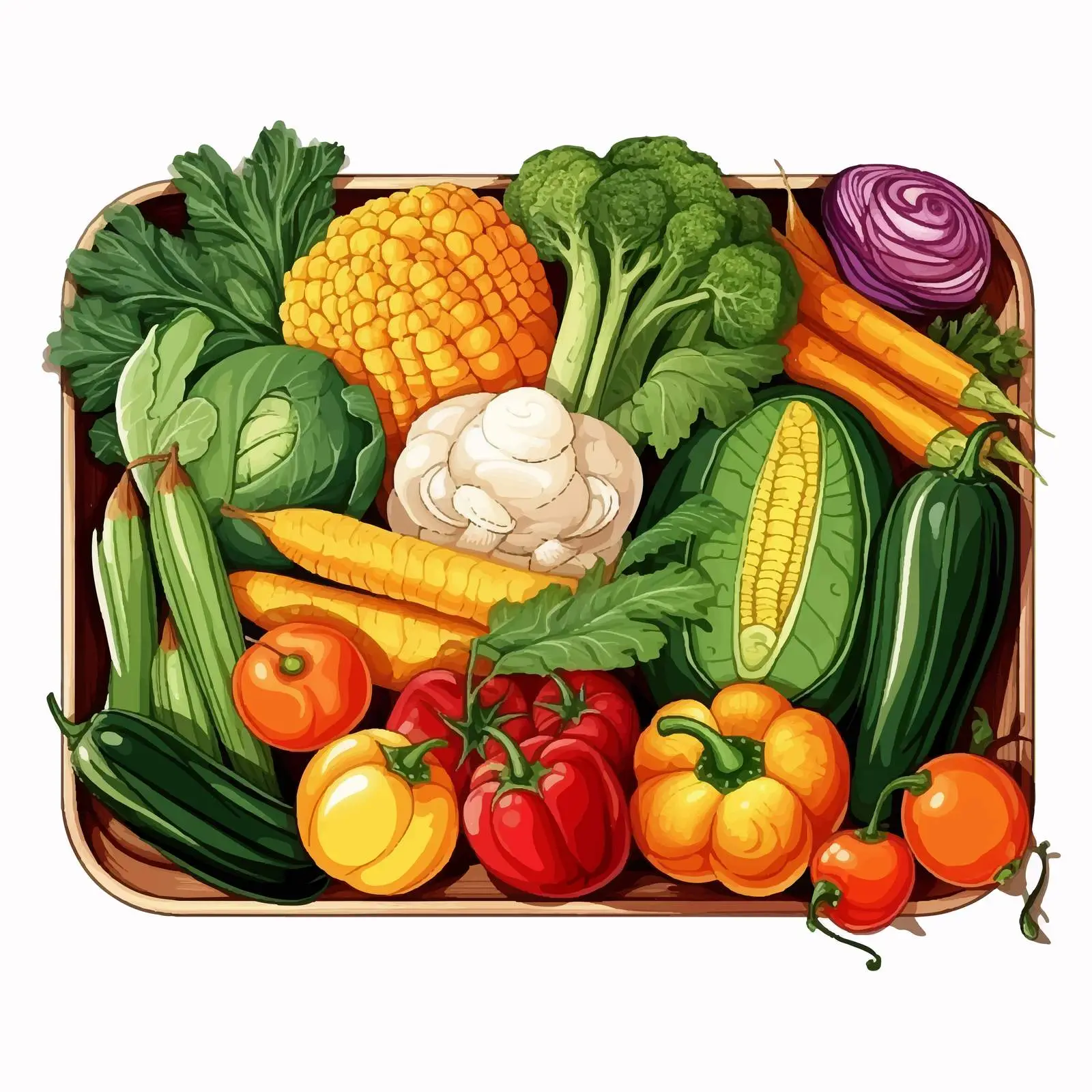 Various Vegetables in Tray on White Background – free onions image from Dotvec