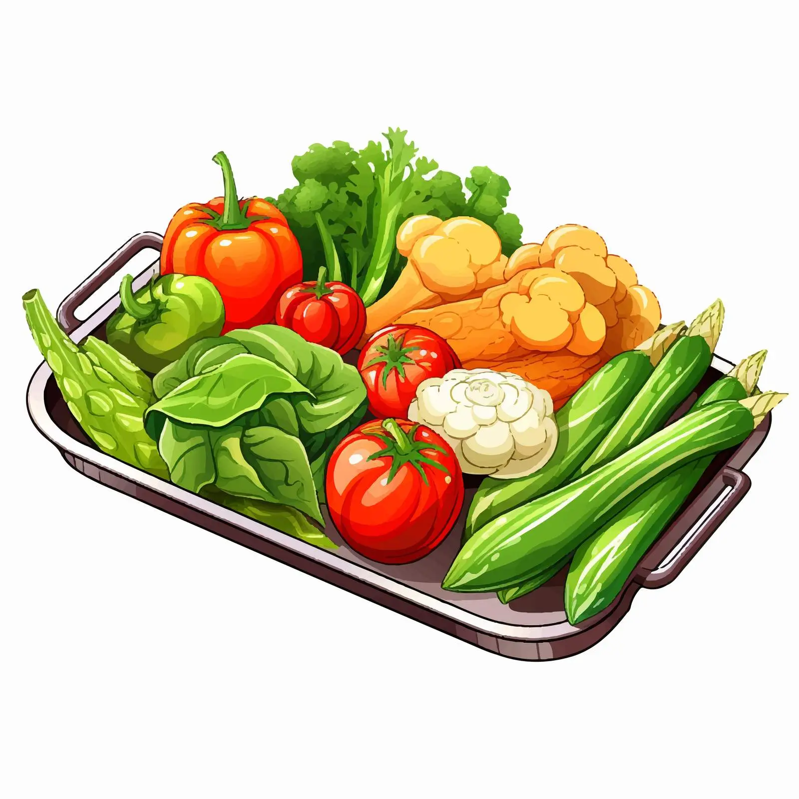 Tray of Colorful Various Vegetables Illustration — free download from Dotvec