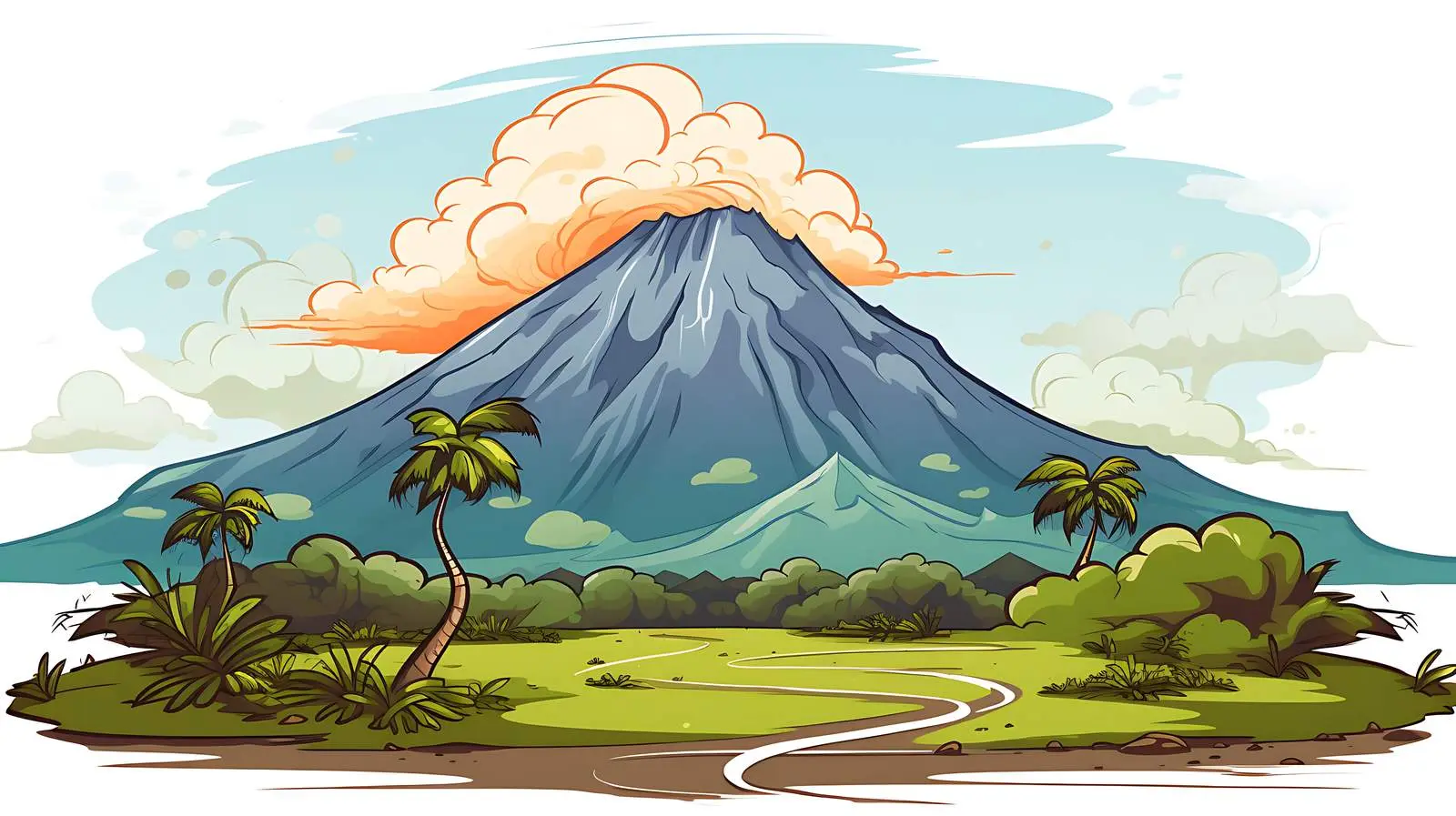Volcano Landscape Vector Illustration — free download from Dotvec