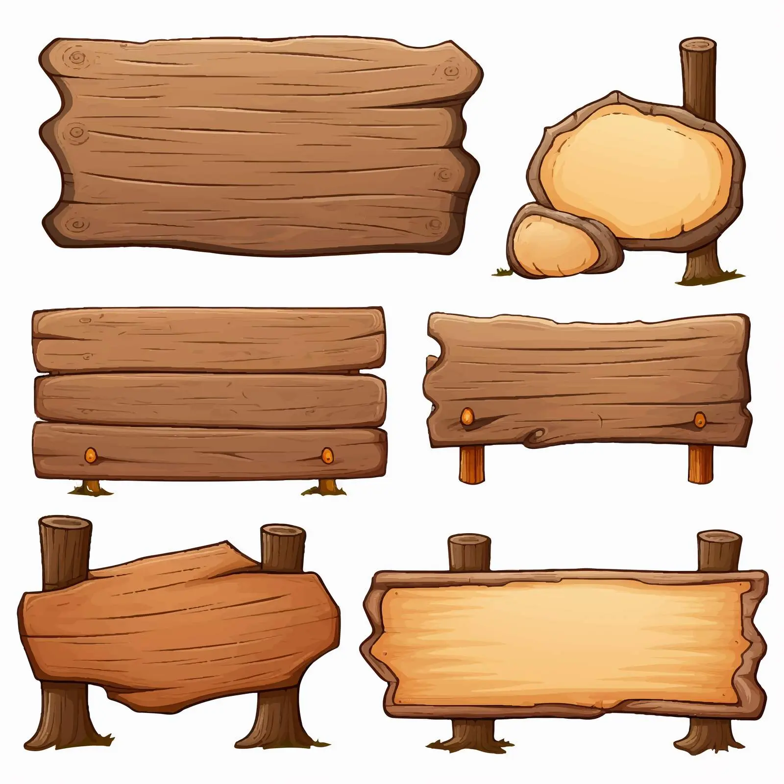 Wooden Signs on Log Cartoon Vector Illustration — free download from Dotvec