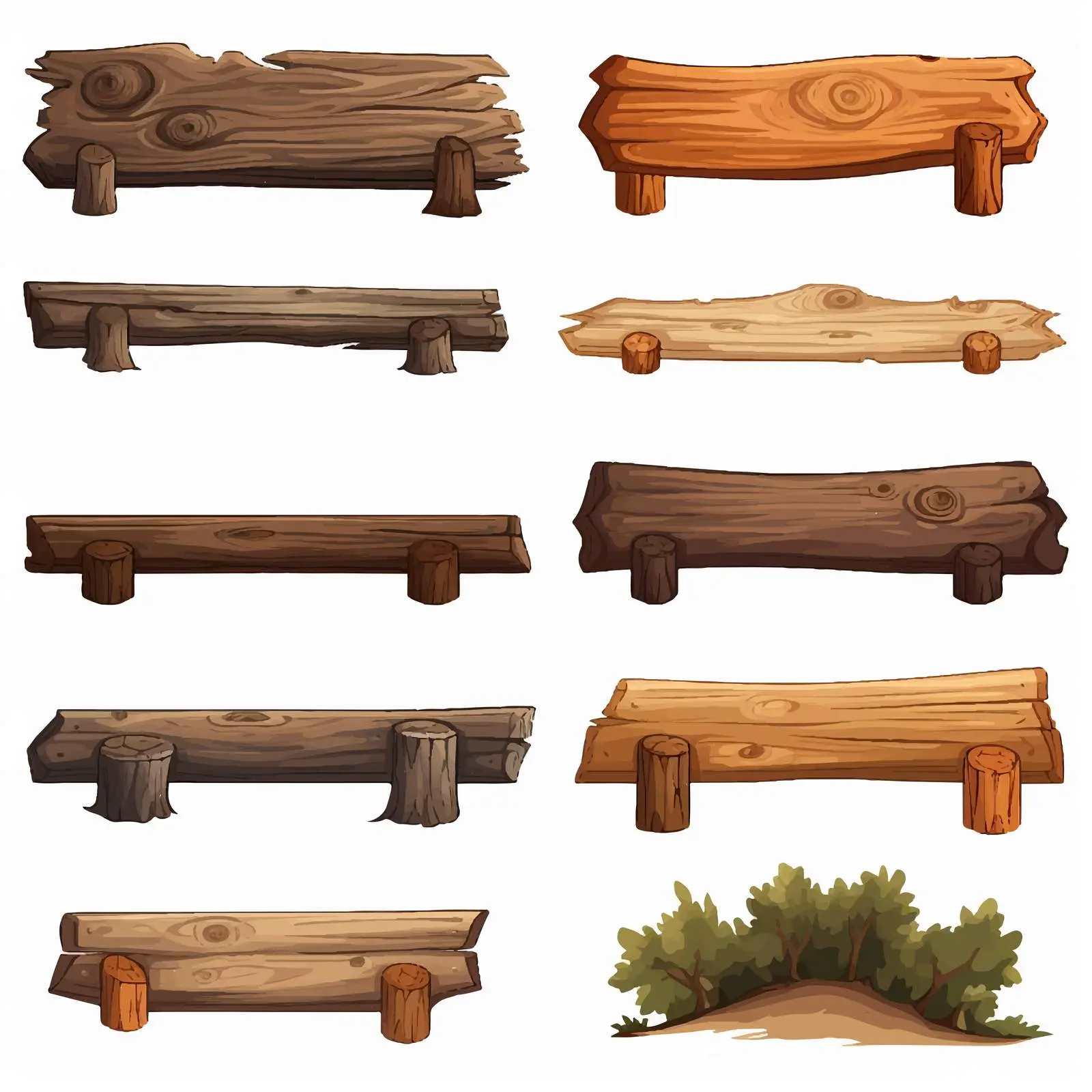 Wooden Signs on Log Vector Illustration – free vintage sign image from Dotvec