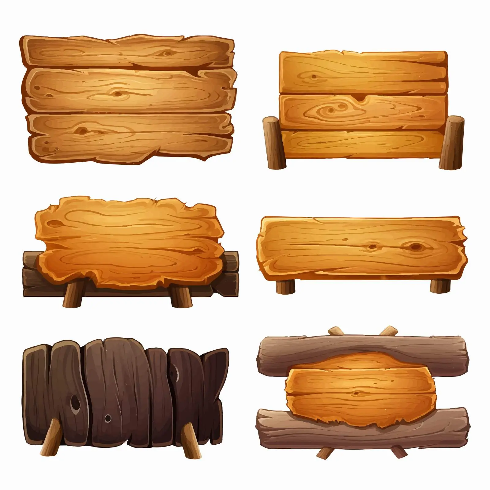 Wooden Signs on Log Cartoon Vector Illustration – free custom sign image from Dotvec