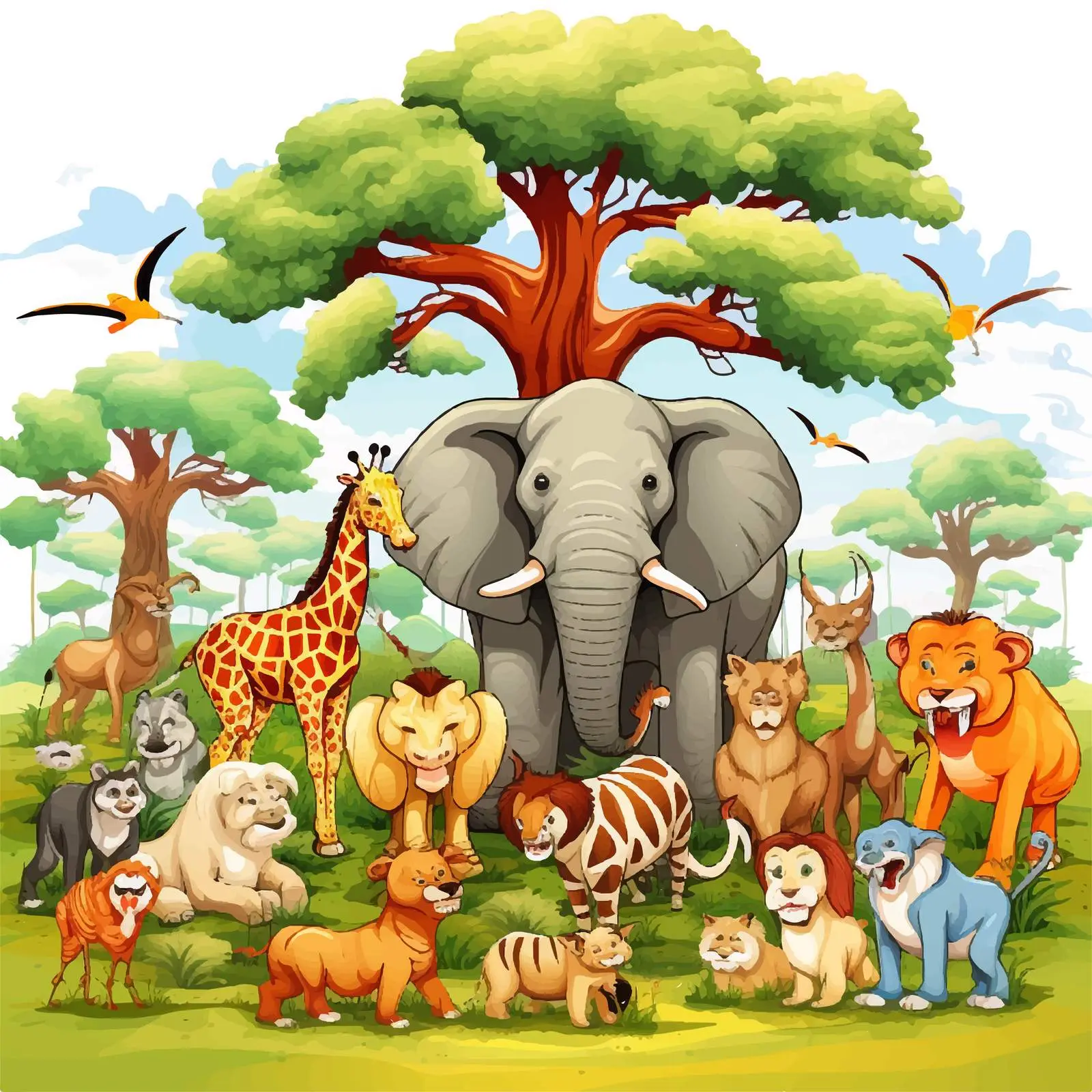 Zoo Illustration with Animals in Nature — free download from Dotvec