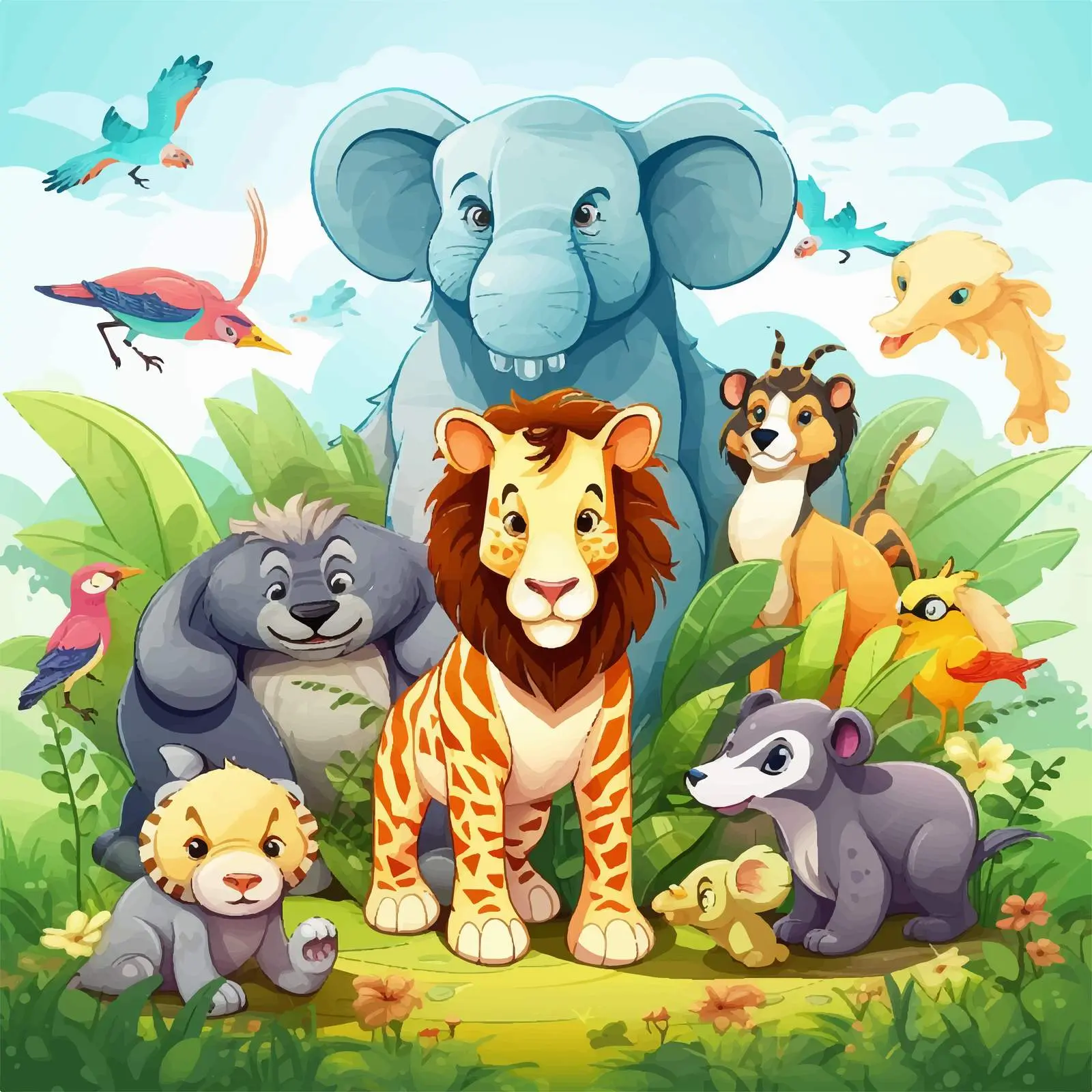 Vibrant Zoo Animals in Lush Natural Habitat — free download from Dotvec