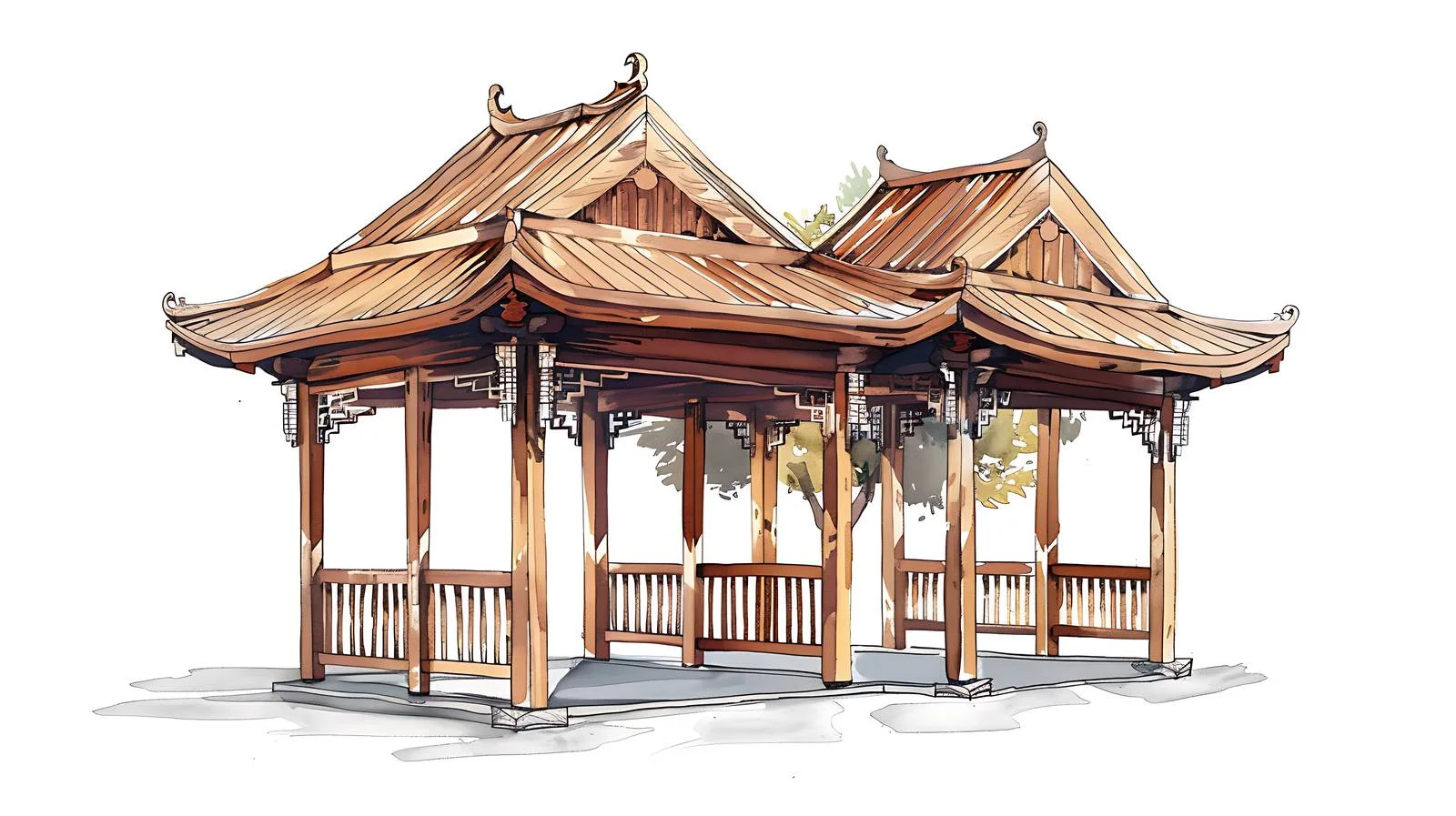 Pavilions on White Background — free download from Dotvec