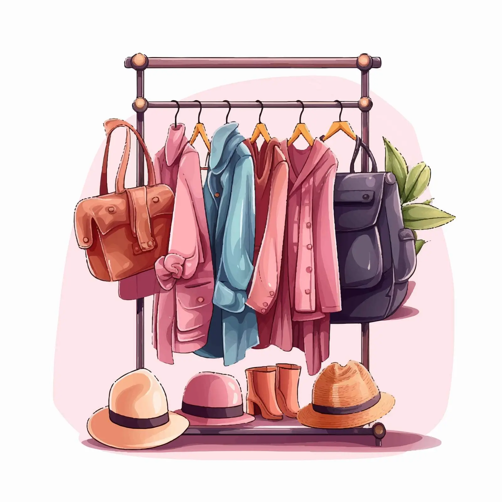 Coat Rack Illustration with Bags and Boxes — free download from Dotvec