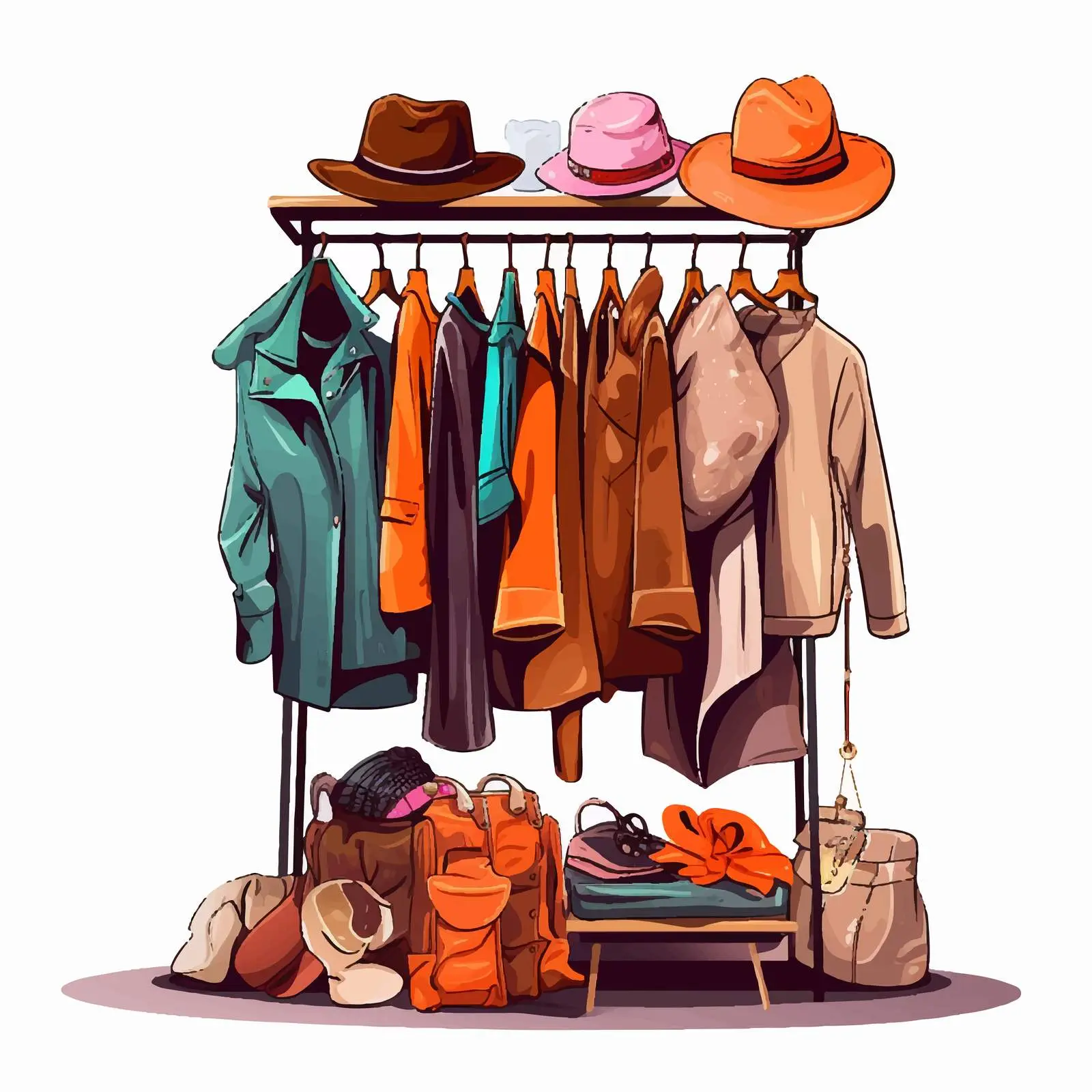 Stylish Coat Rack with Clothes and Accessories – free room styling image from Dotvec