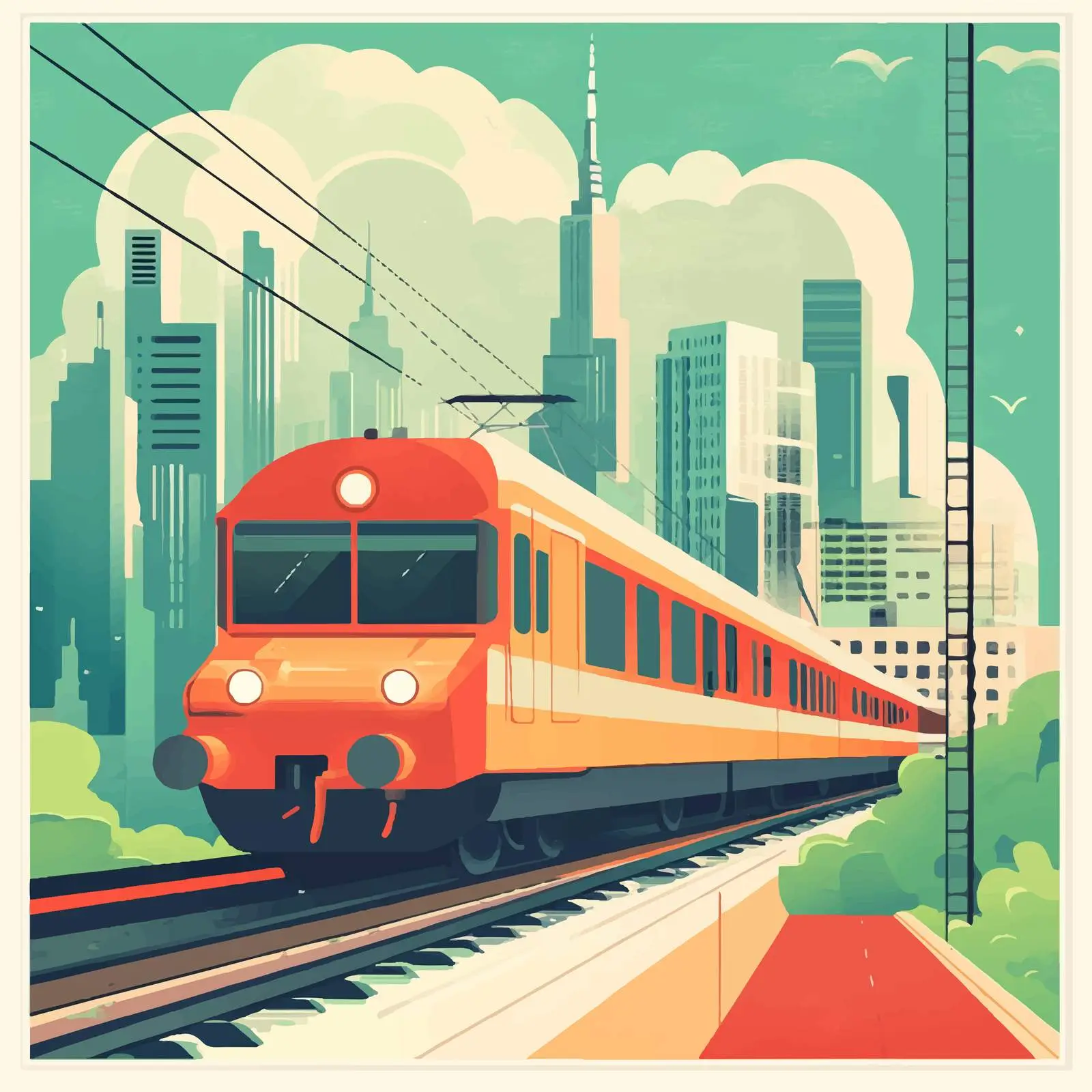 Flat Vector Illustration of City Train — free download from Dotvec