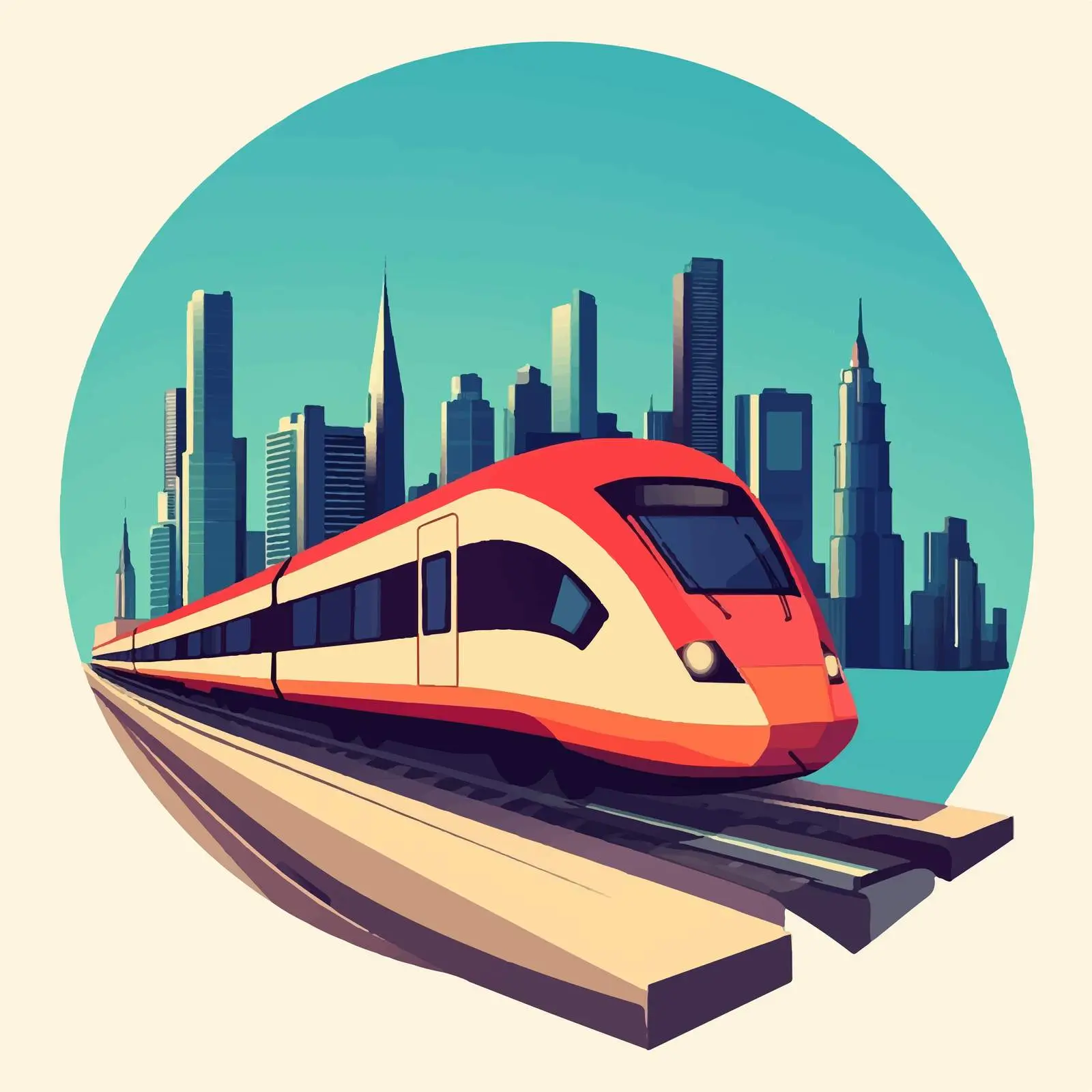 Flat Vector City Train Illustration — free download from Dotvec