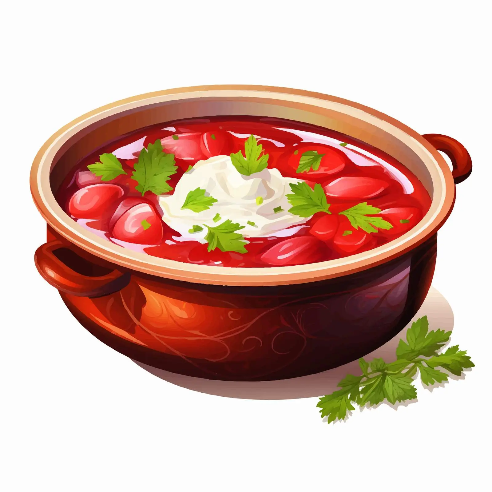 Bright Borscht Illustration with Wet Brush Strokes – free culinary illustration image from Dotvec