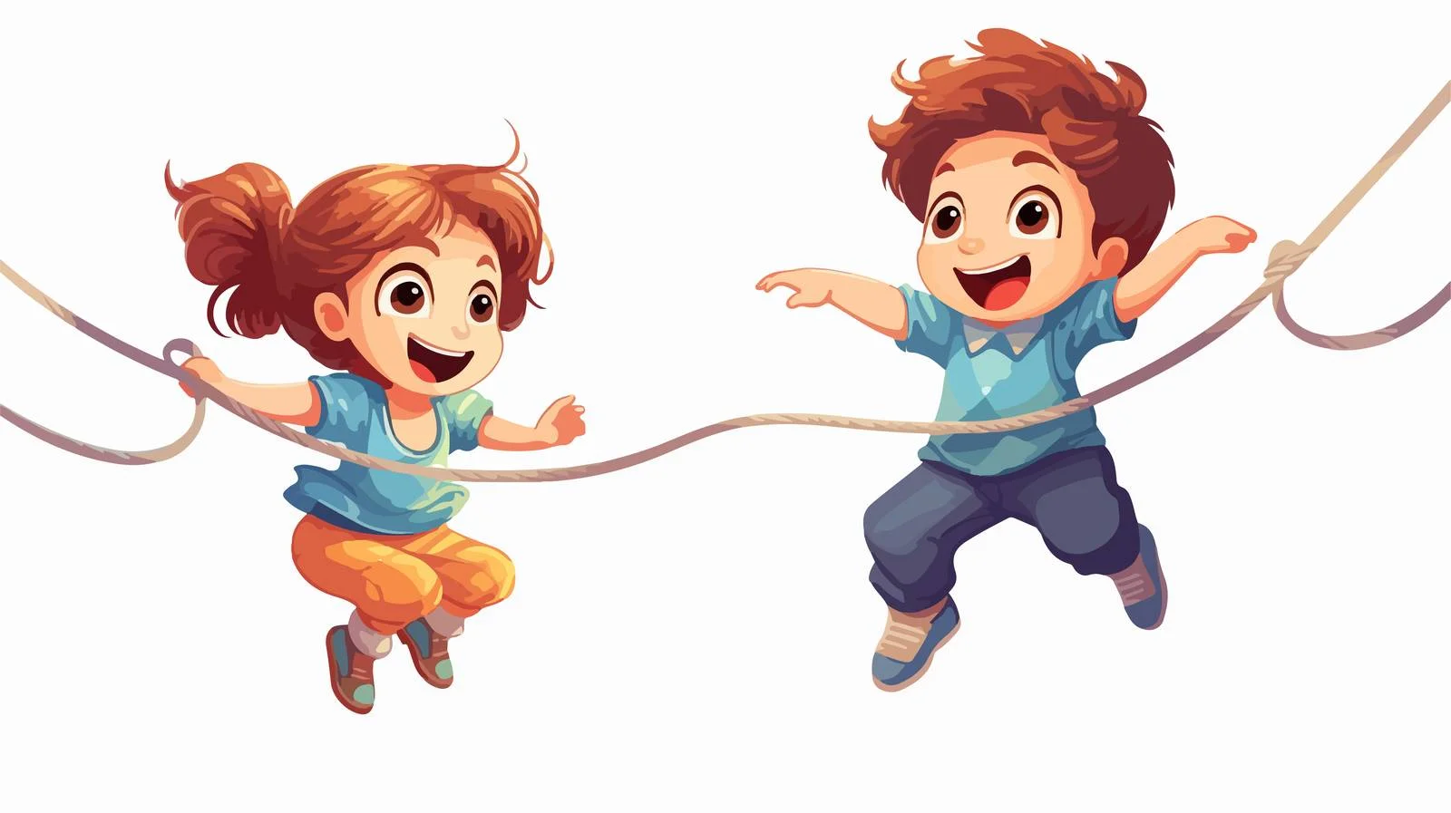 Joyful Kids Jumping Rope Cartoon Illustration — free download from Dotvec
