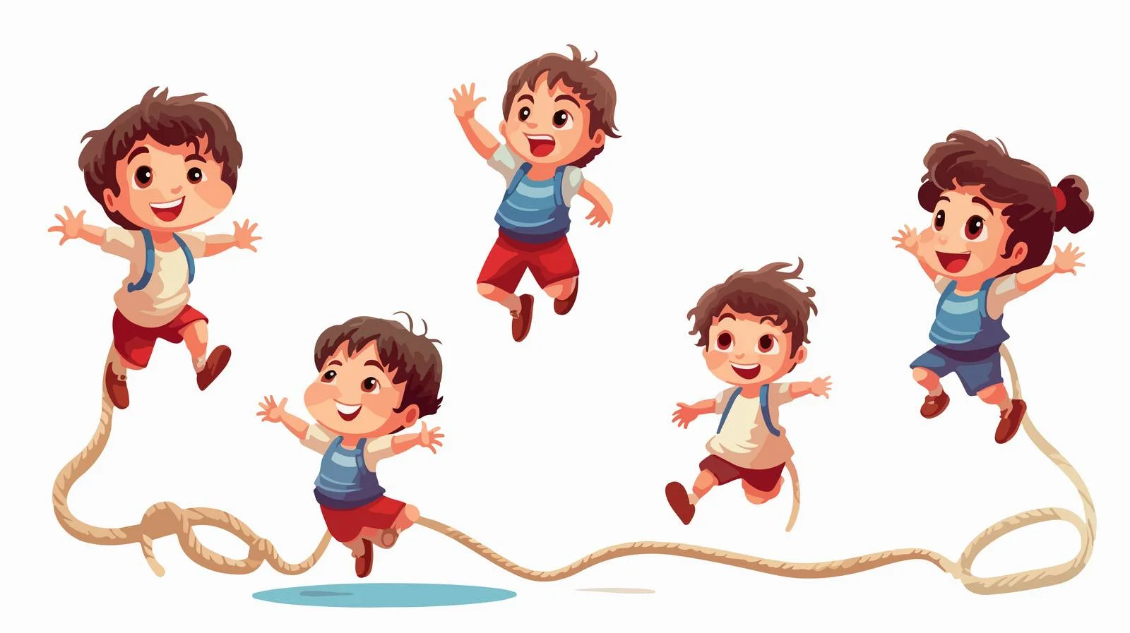 Joyful Kids Rope Jumping Cartoon Illustration — free download from Dotvec