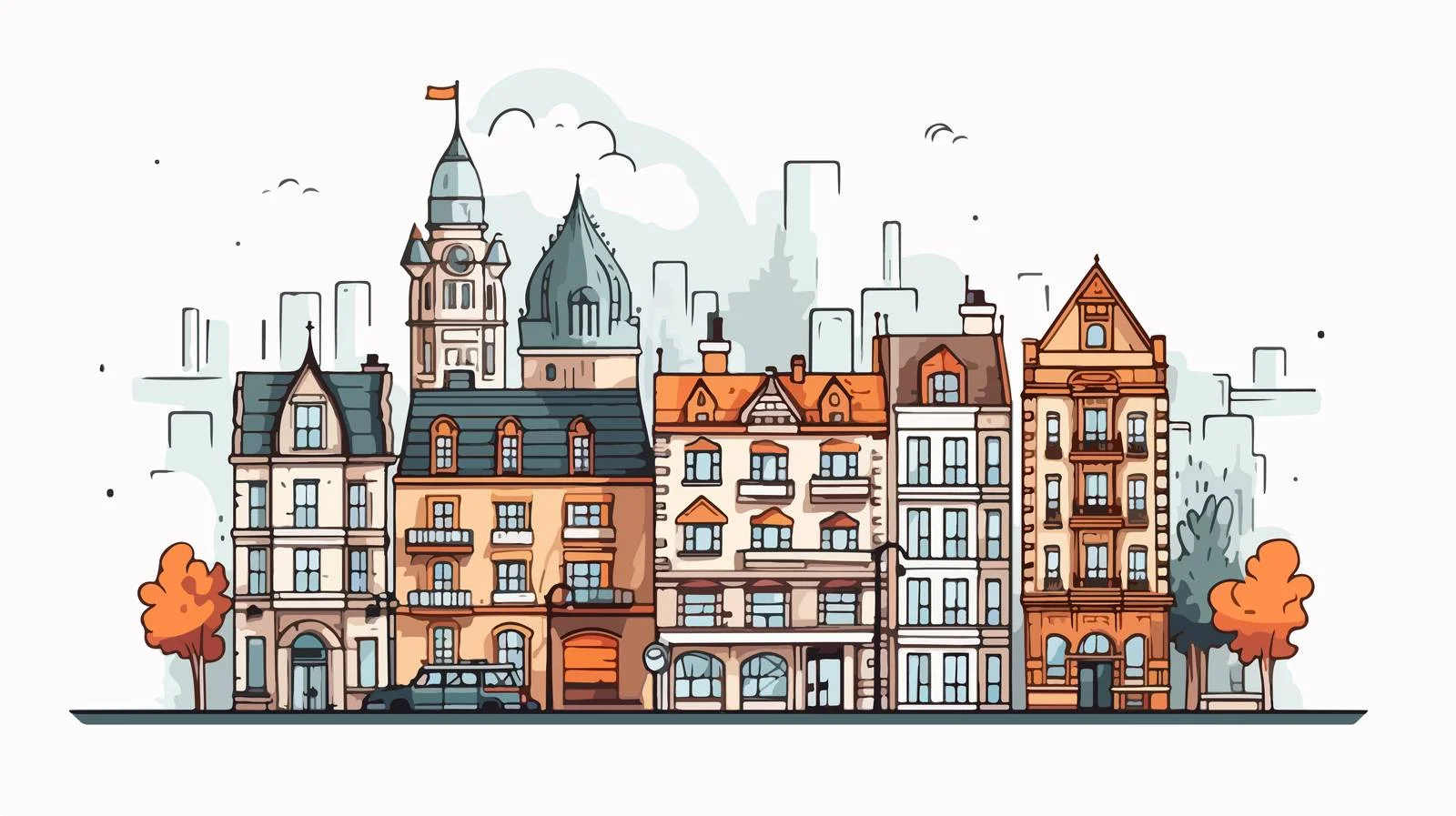 Urban Architecture Sketch — free download from Dotvec