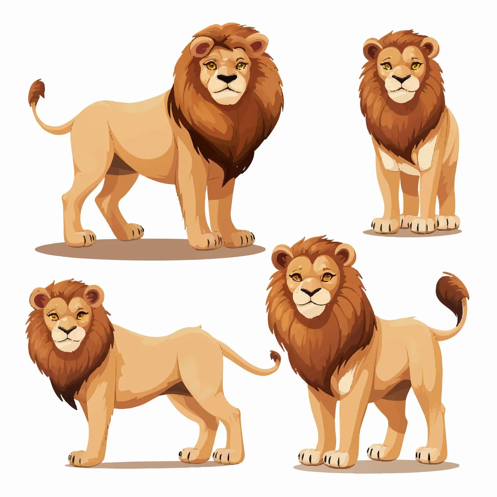 Lions in Various Poses on White Background — free download from Dotvec