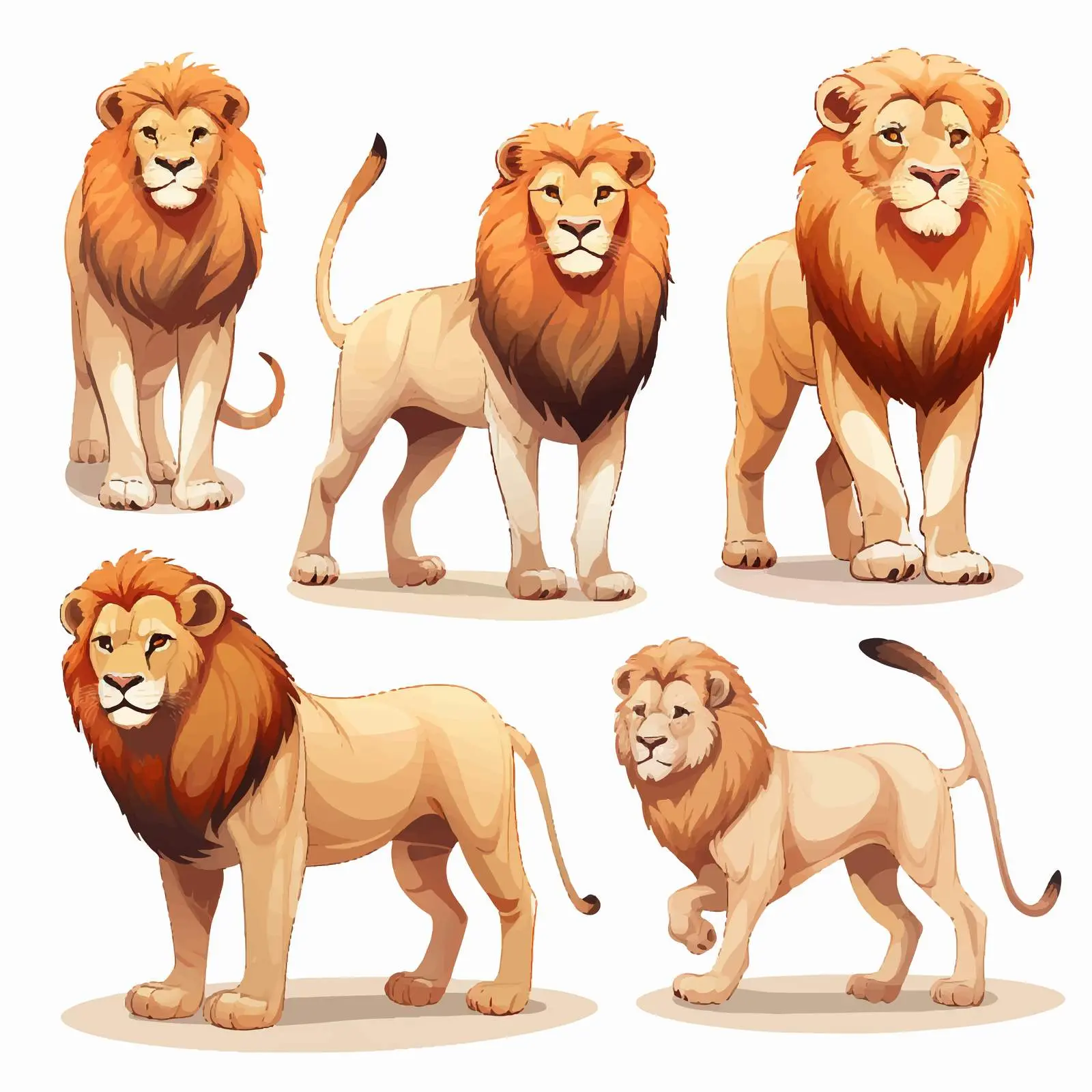 Lions in Various Positions - Vector Illustrations — free download from Dotvec
