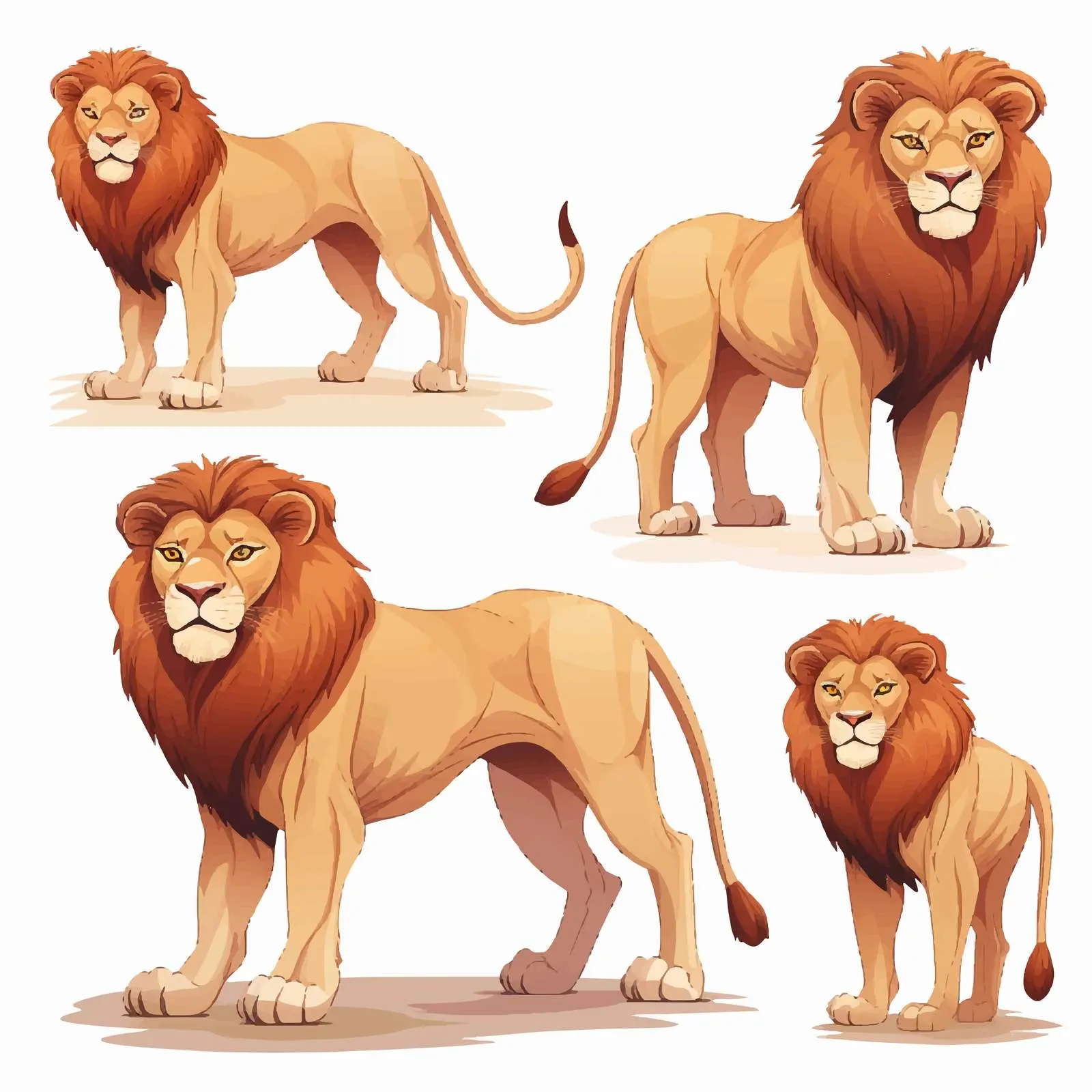 Lions in Various Positions on White Background — free download from Dotvec