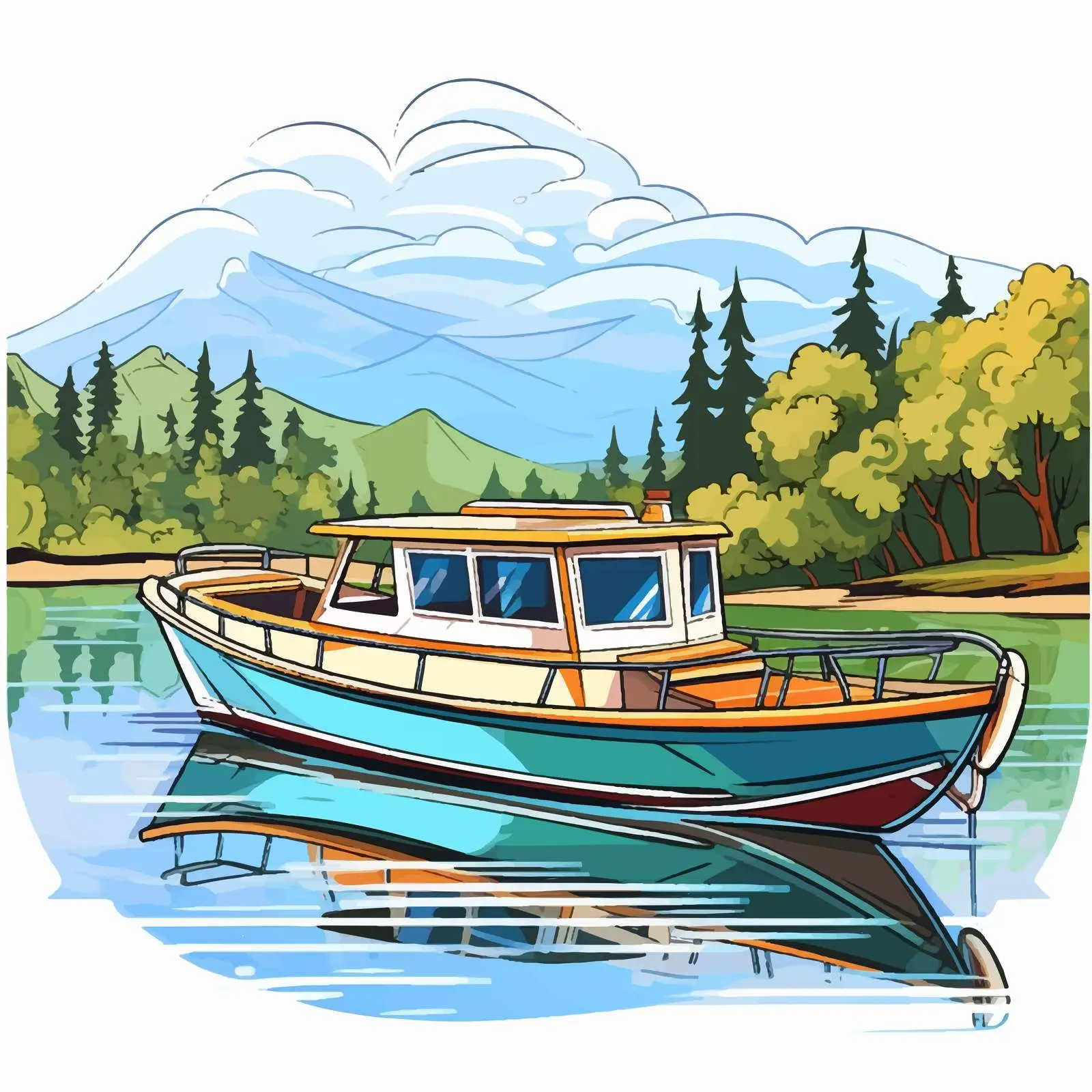 Boat Parking by the Lake Illustration — free download from Dotvec