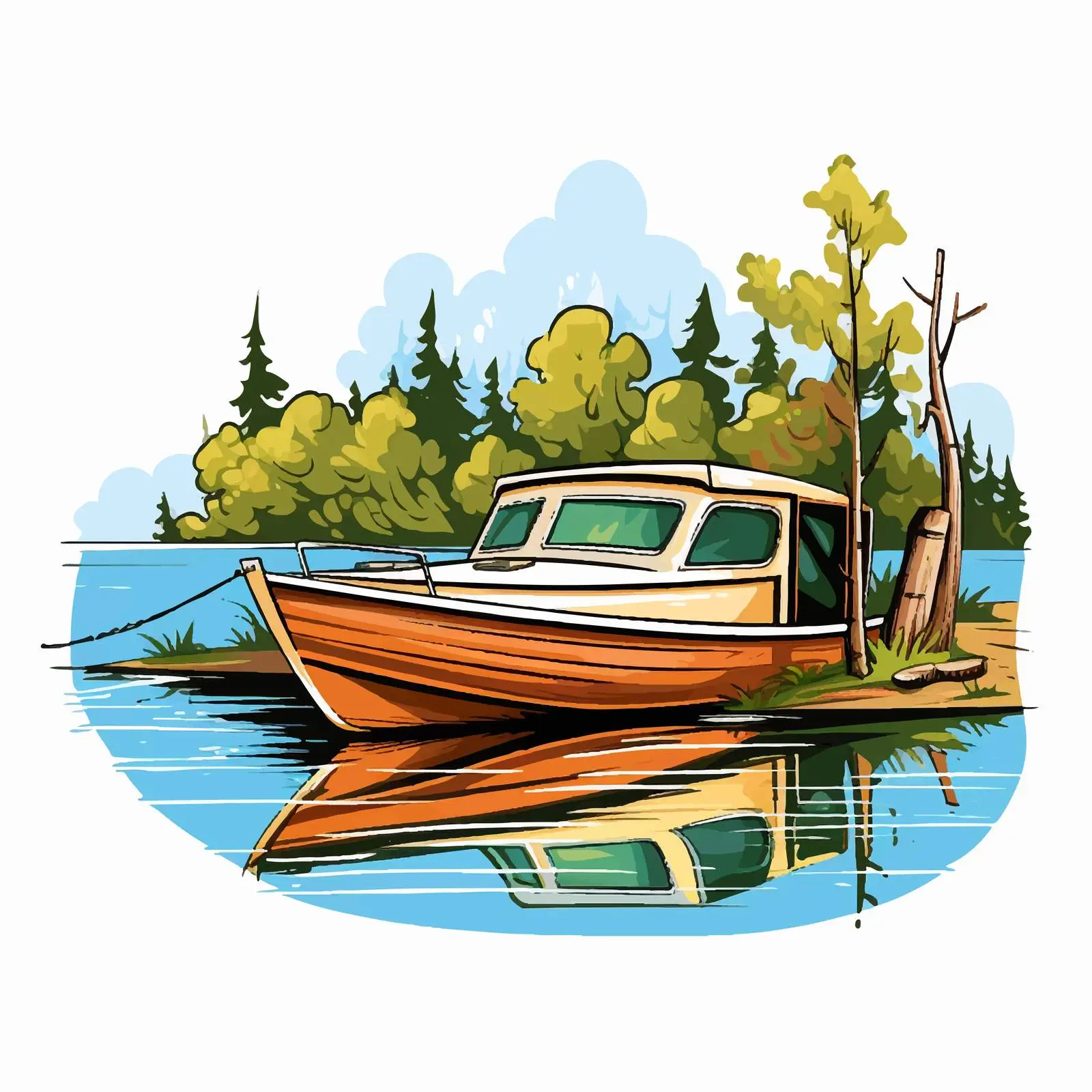 Boat Parking Illustration by the Lake — free download from Dotvec