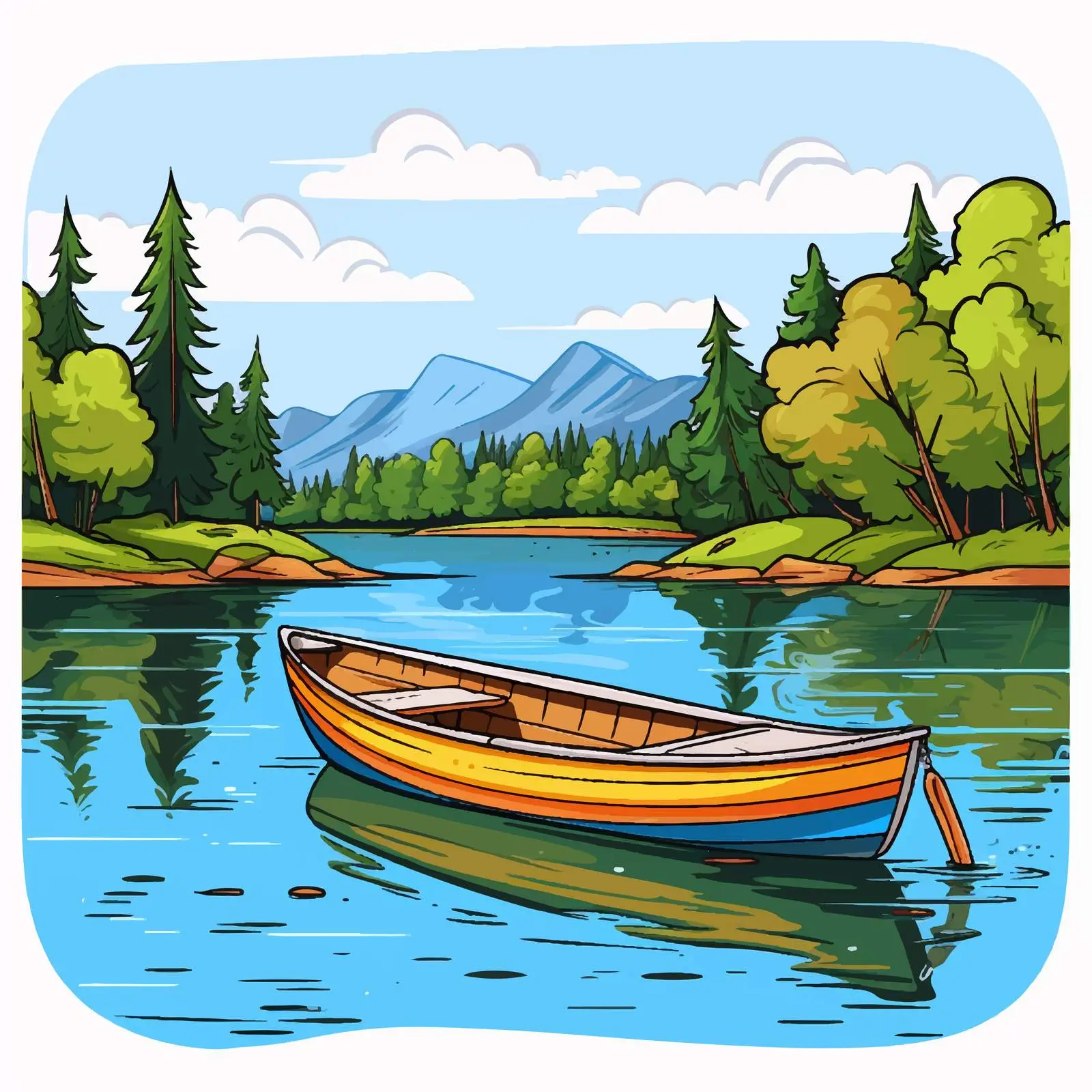 Boat Parking Illustration by the Lake — free download from Dotvec