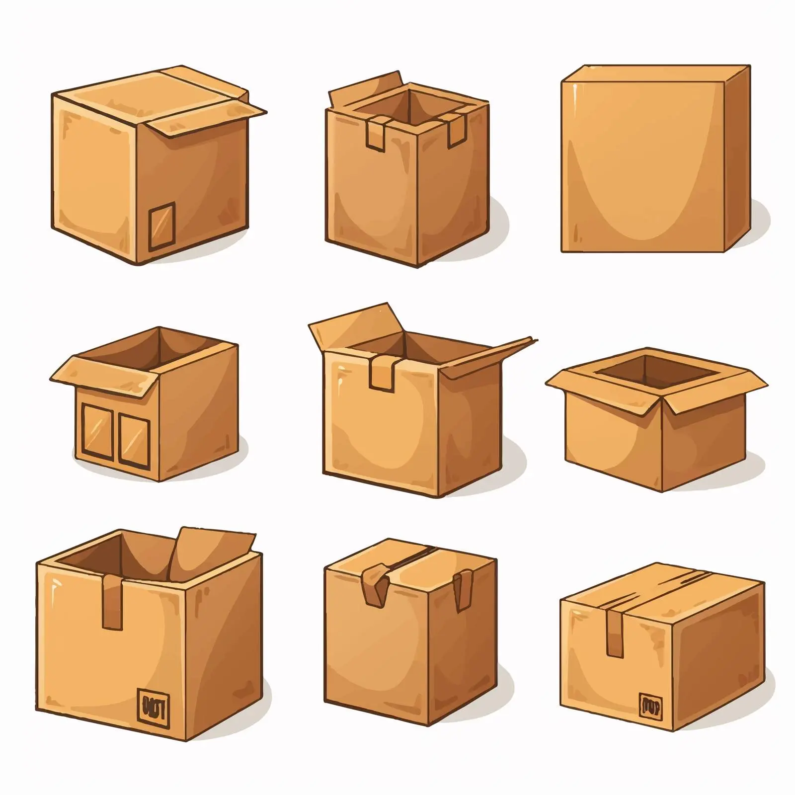 Variety of Cardboard Boxes Illustration — free download from Dotvec