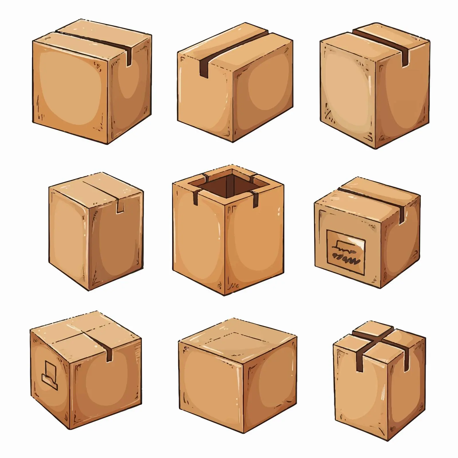 Variety of Cardboard Box Illustrations — free download from Dotvec