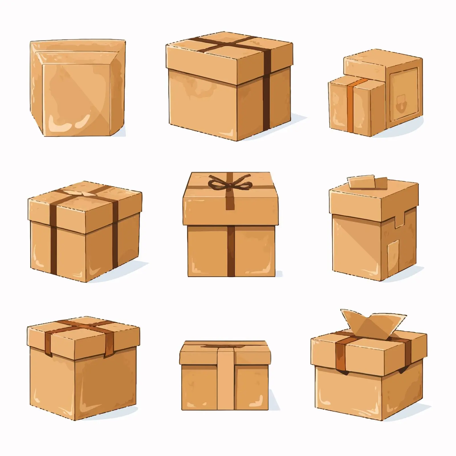 Different Cardboard Boxes Vector Illustration — free download from Dotvec
