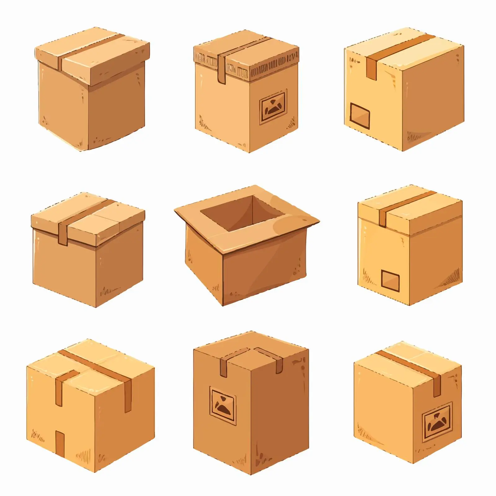 Diverse Cardboard Boxes Vector Illustration — free download from Dotvec