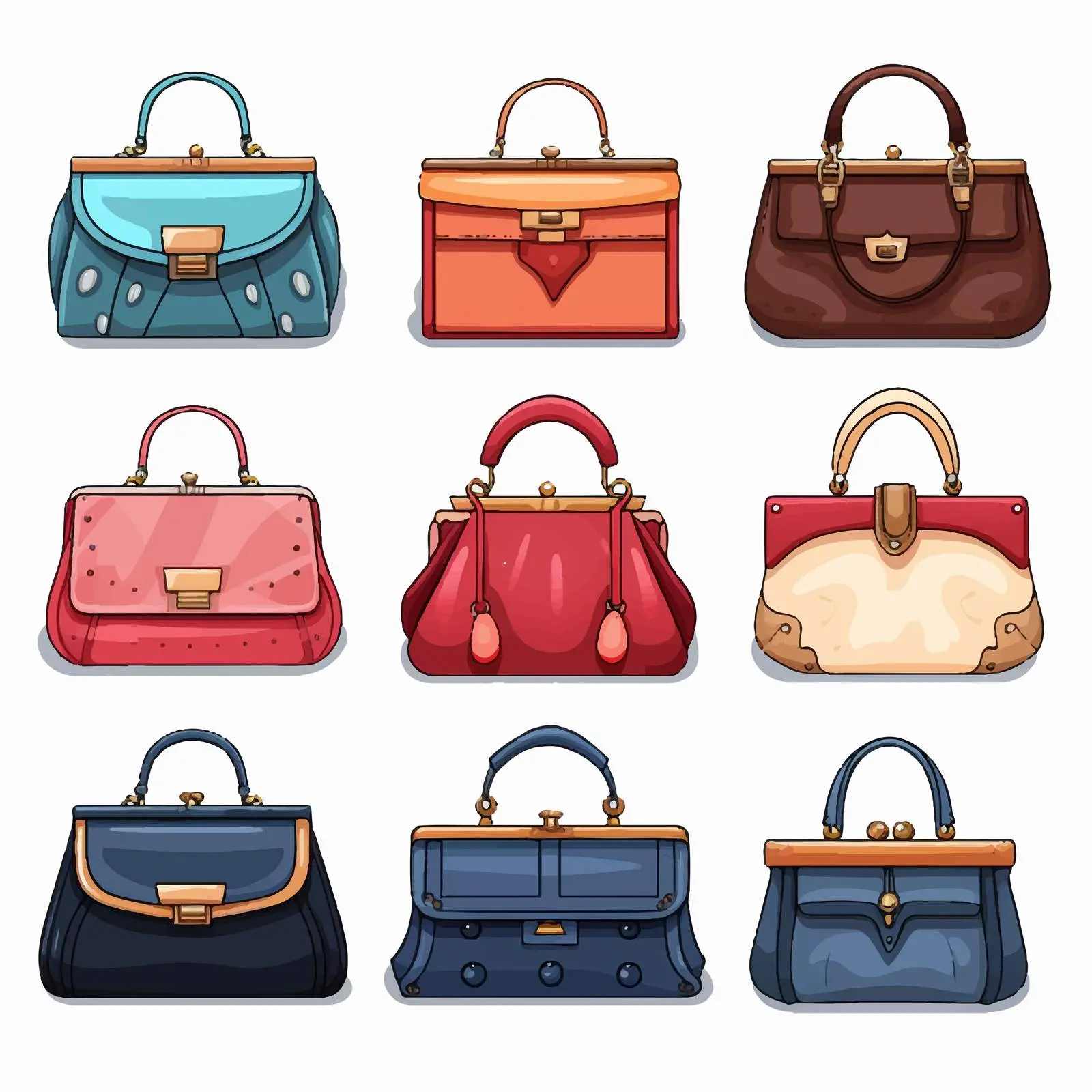Colorful Set of Women's Purses Vector Illustration — free download from Dotvec