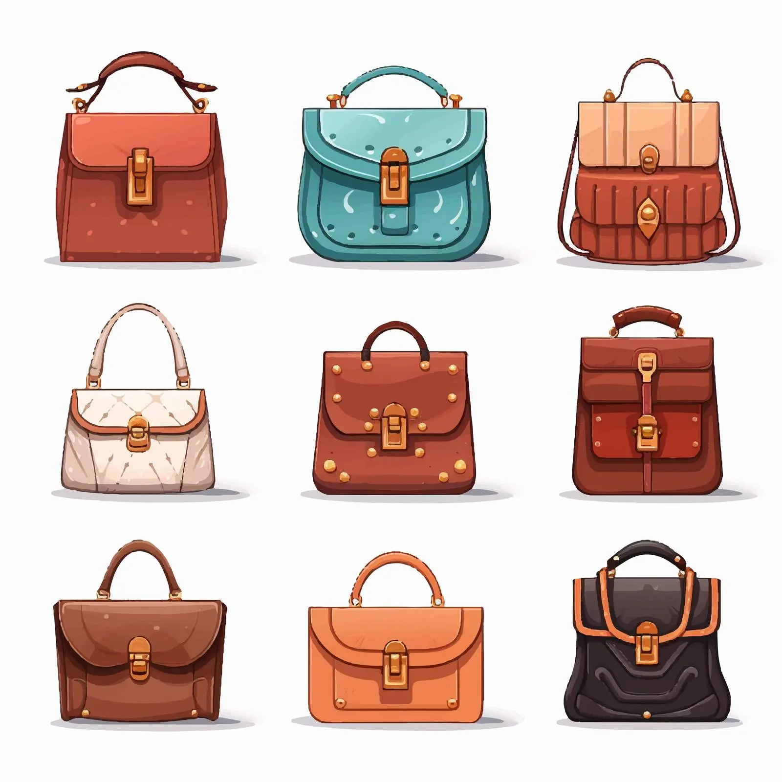 Set of Cartoon Woman Purses Vector Illustration — free download from Dotvec