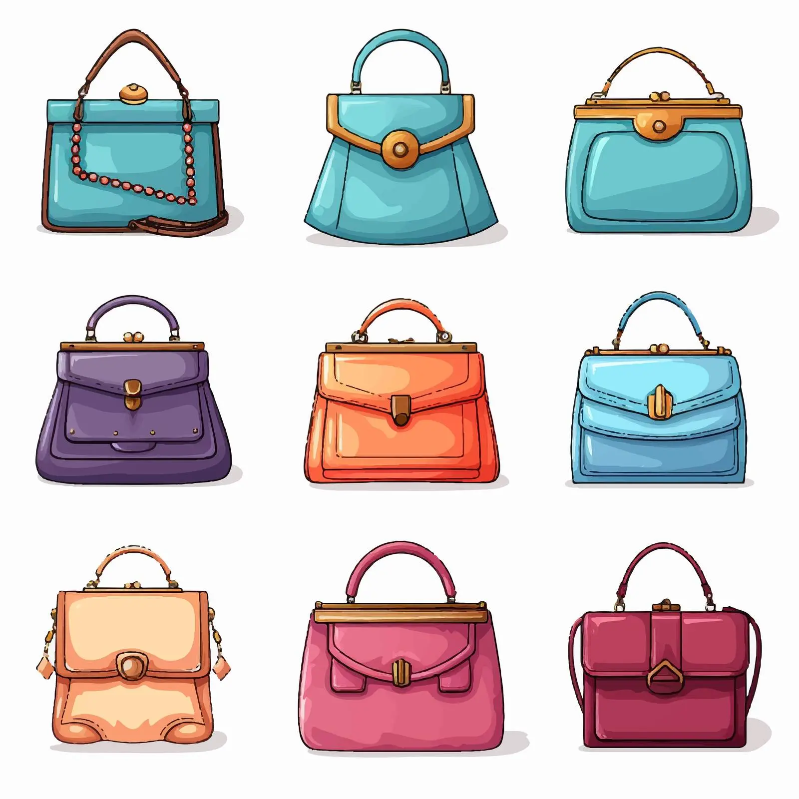 Set of Cartoon Women Purses Vector Illustration — free download from Dotvec
